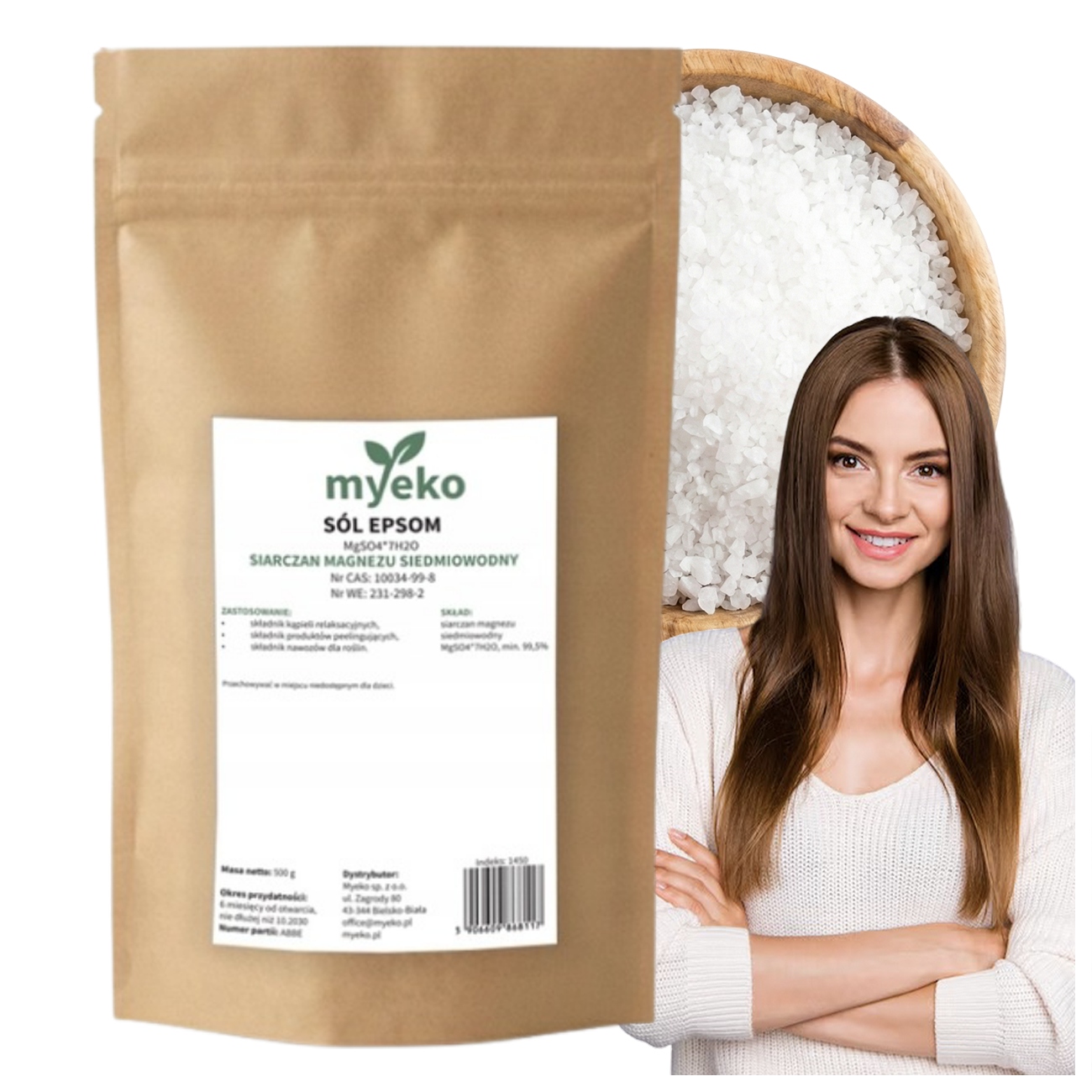 SÓL EPSOM DO KĄPIELI STÓP CZYSTY SIARCZAN MAGNEZU RZYMSKA NATURALNA 1Kg