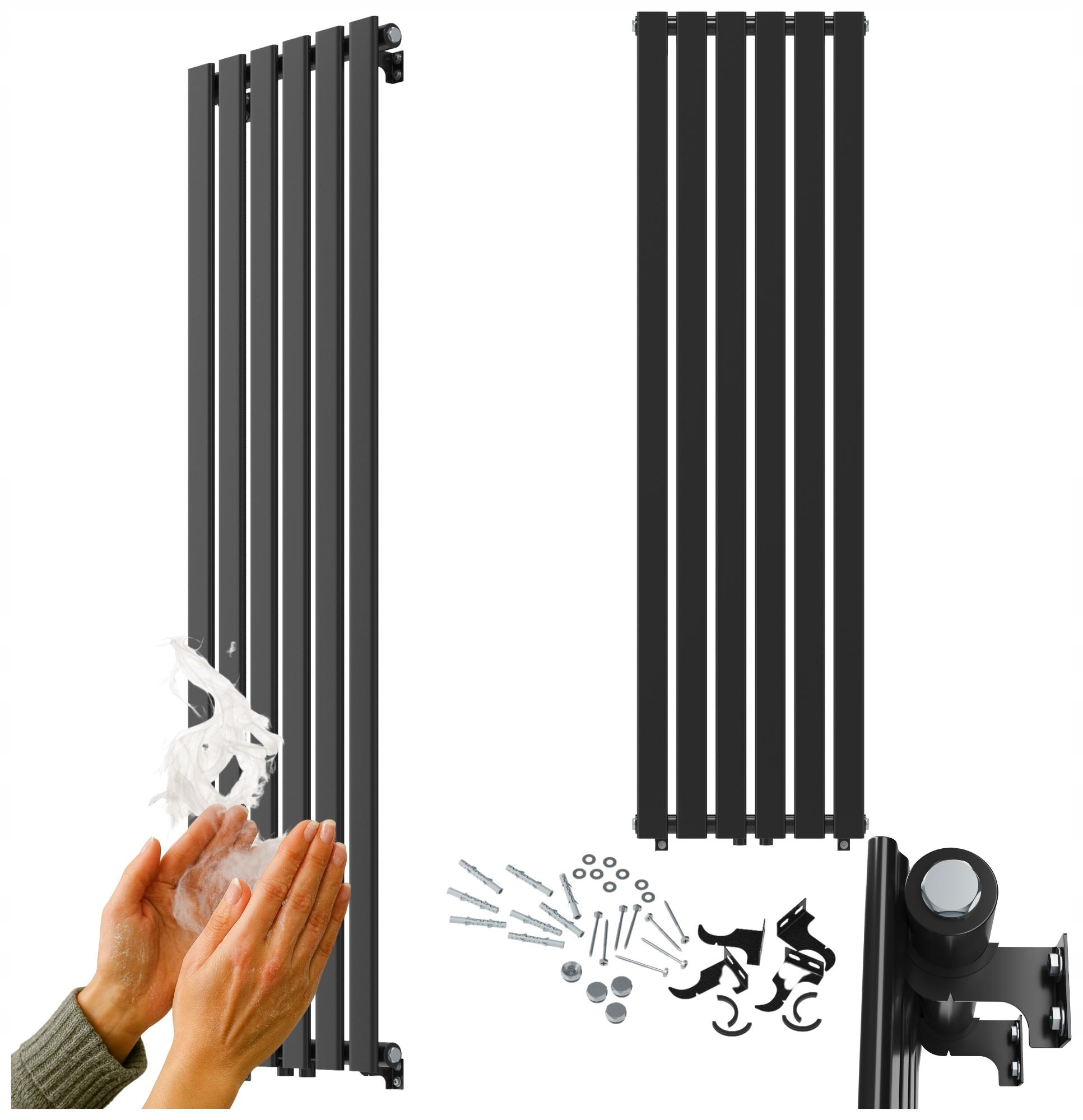 Vertikálny dekoratívny radiátor 1600x450 Čierny, radiátor 776 W, panelový Fero