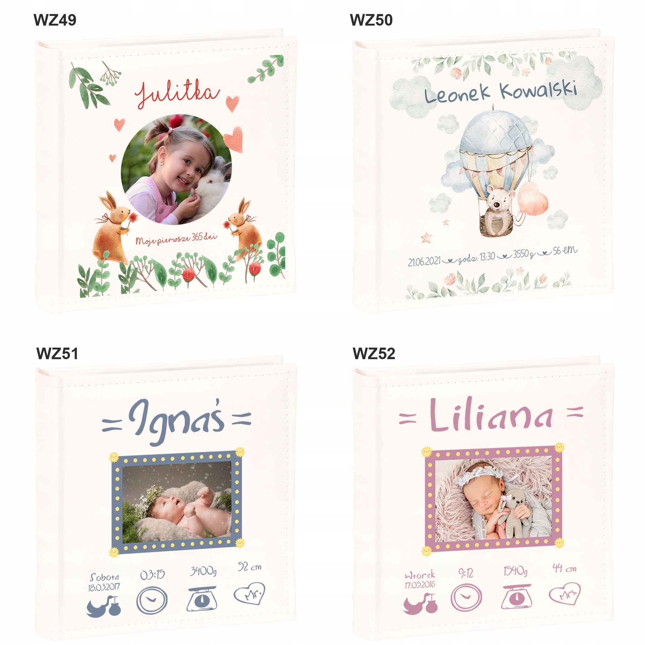 ALBUM NA ZDJĘCIA IMIĘ DZIECKA CHRZEST PREZENT Kolor kart biały