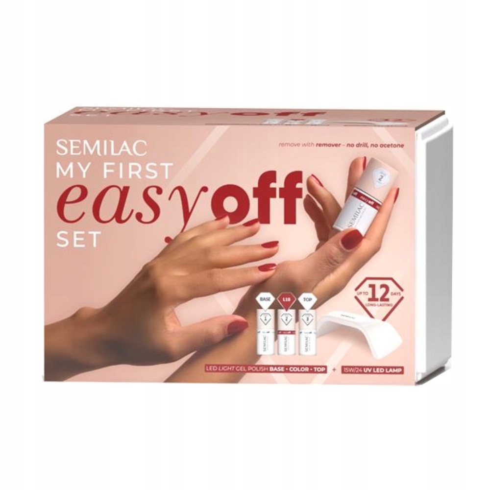 Semilac Zestaw Do Paznokci Led Light Z Lampą 15W My First Easy Off Set