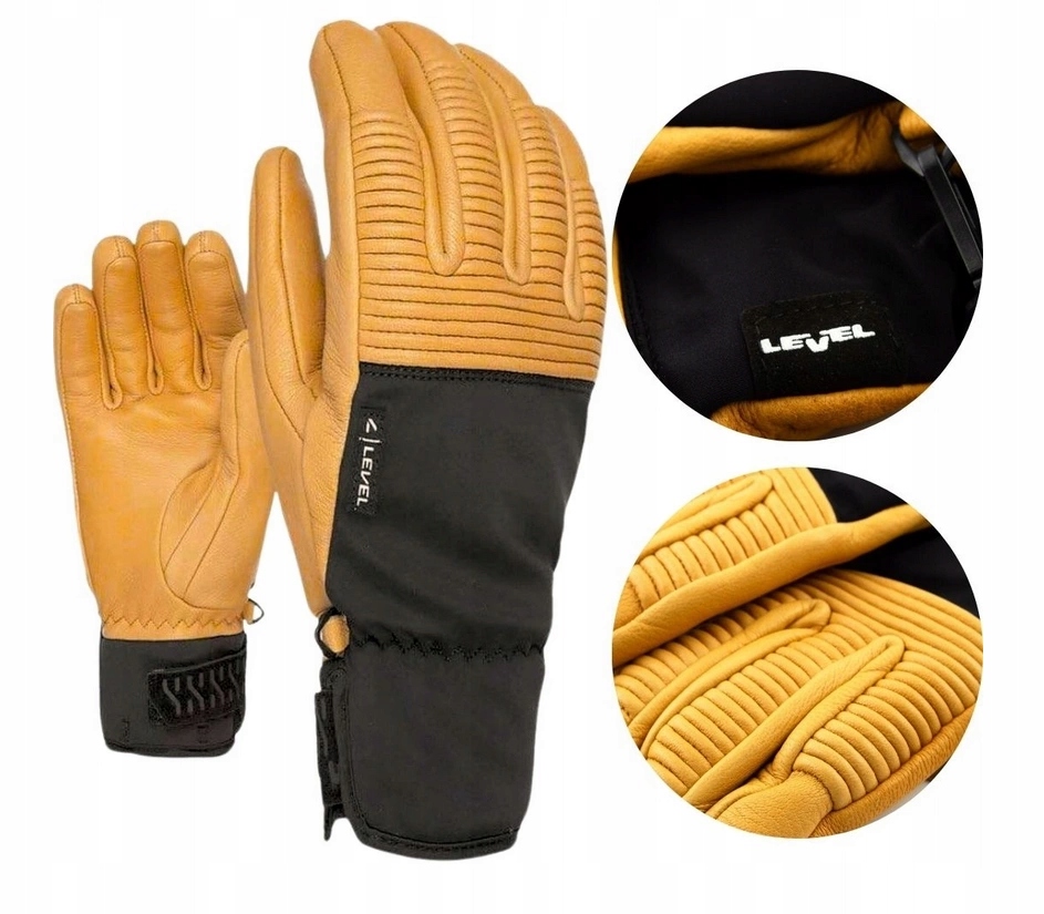 Rękawice męskie narciarskie Level Primaloft snowboardowe skórzane r. S