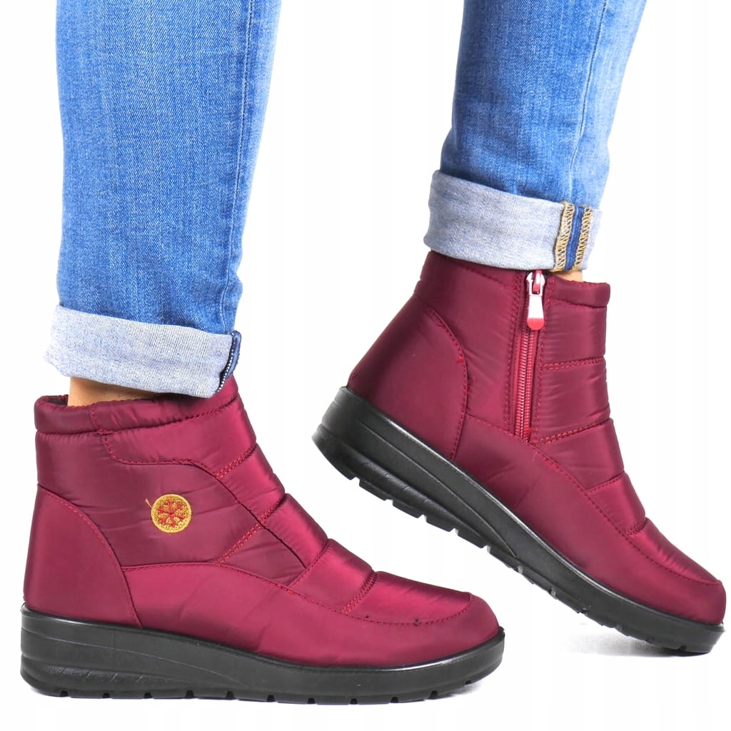 Dámské Kotníkové Sněhule Se Zapínáním Na Zip News Vínové Burgundské Barvy 40