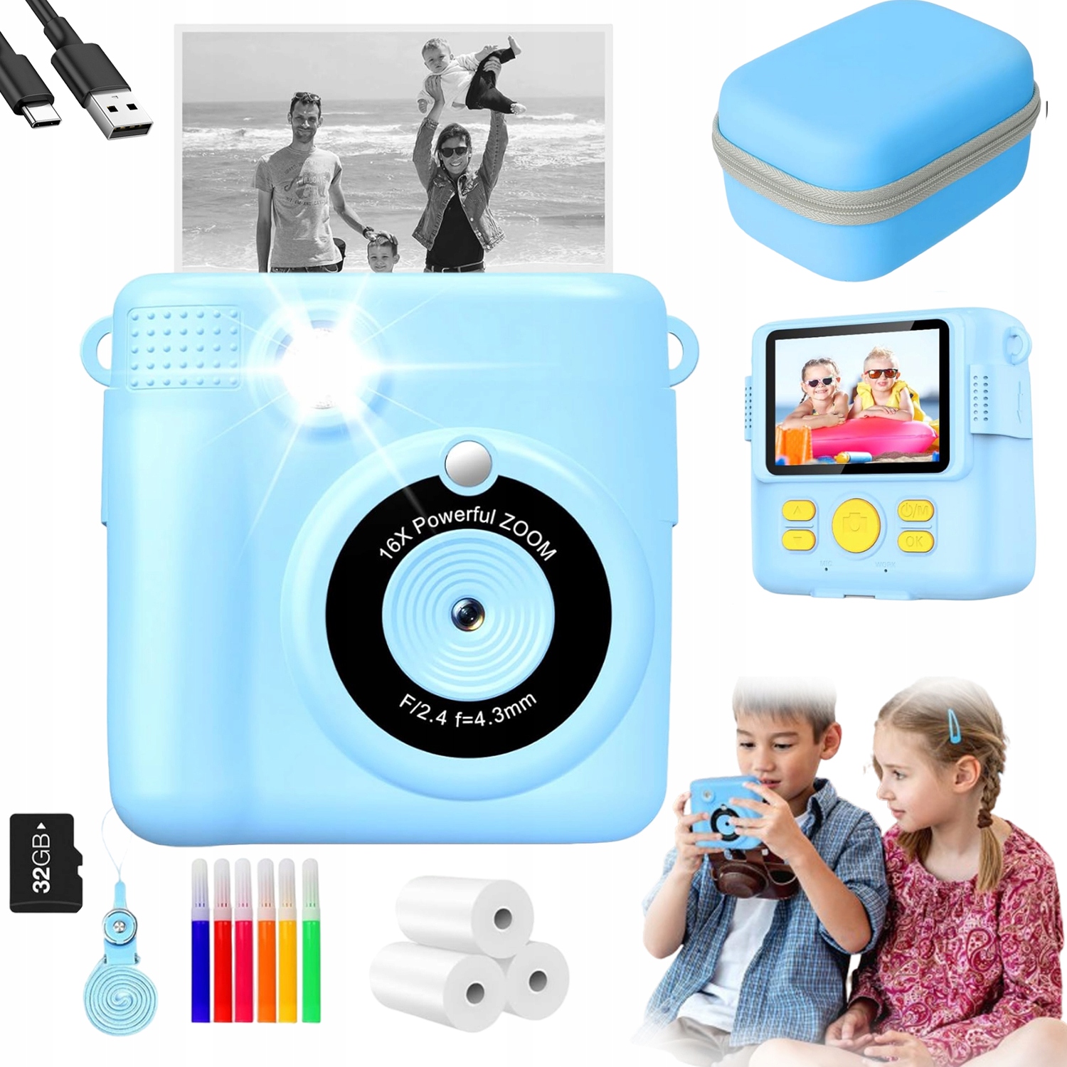 Dětská Mini Tiskárna, Instantní Termální Fotoaparát 3 Rolky