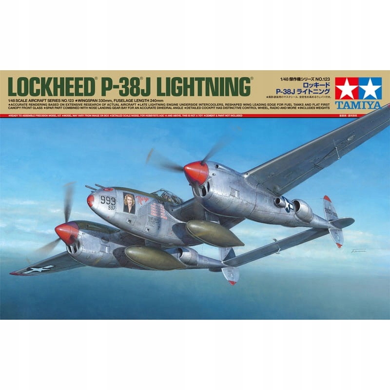 Tamiya 61123 Lockheed P-38J Lightning Aircraft Měřítko 1/48