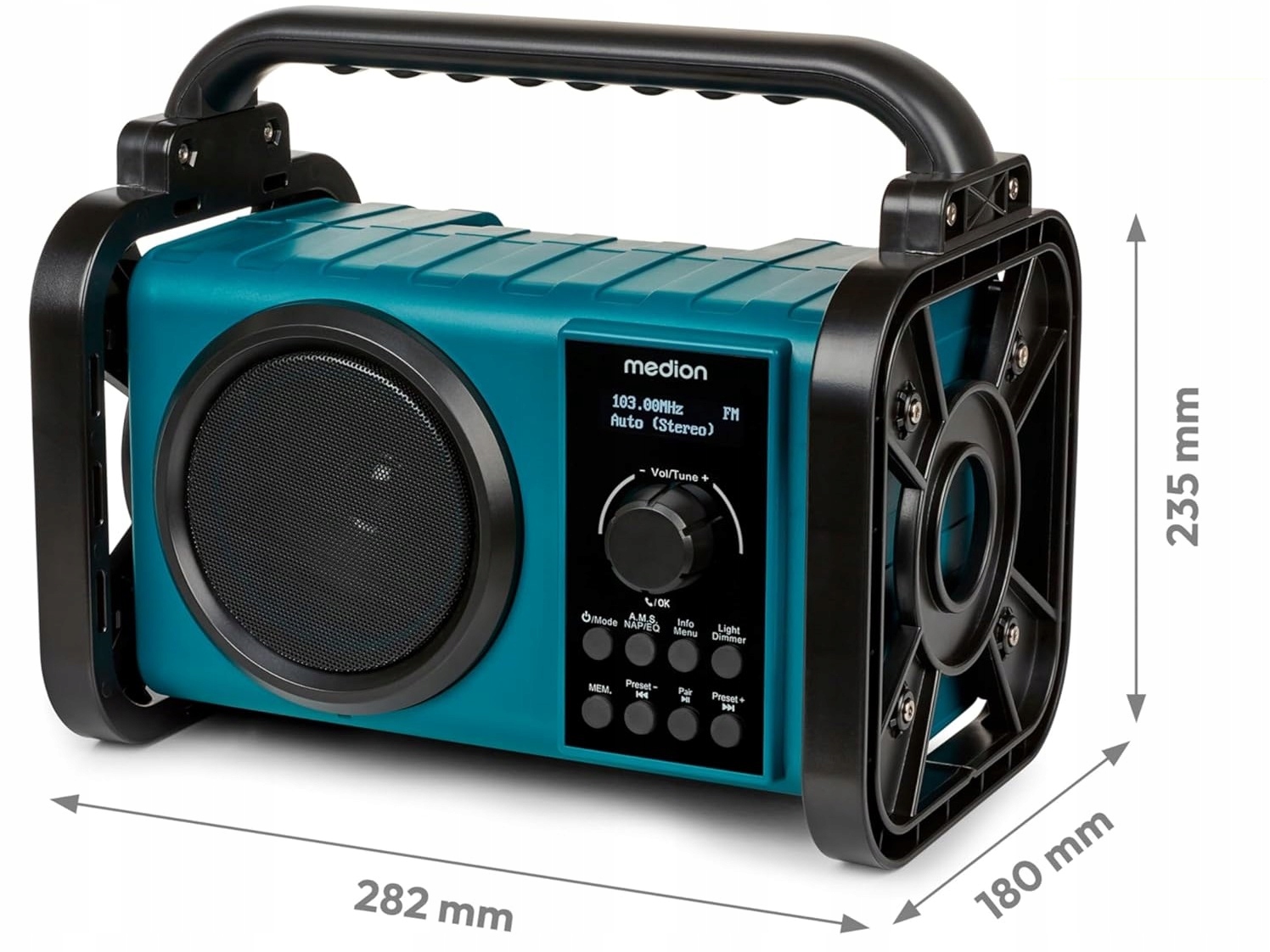CYFROWE RADIO BUDOWLANE DAB+ FM BLUETOOTH MD43877 LED IP44 WYTRZYMAŁE Radio DAB+ FM