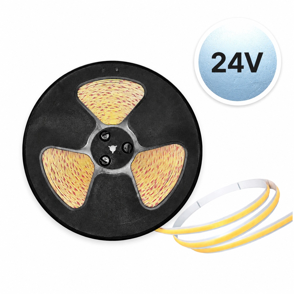 Led pásek Cob 24V 10W/m 50 m 320 diod 6500K Barva Studená 8MM 525lm