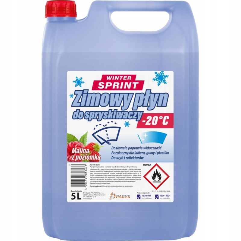 ZIMOWY PŁYN DO SPRYSKIWACZY 5L -20C MALINOWY Producent Parys
