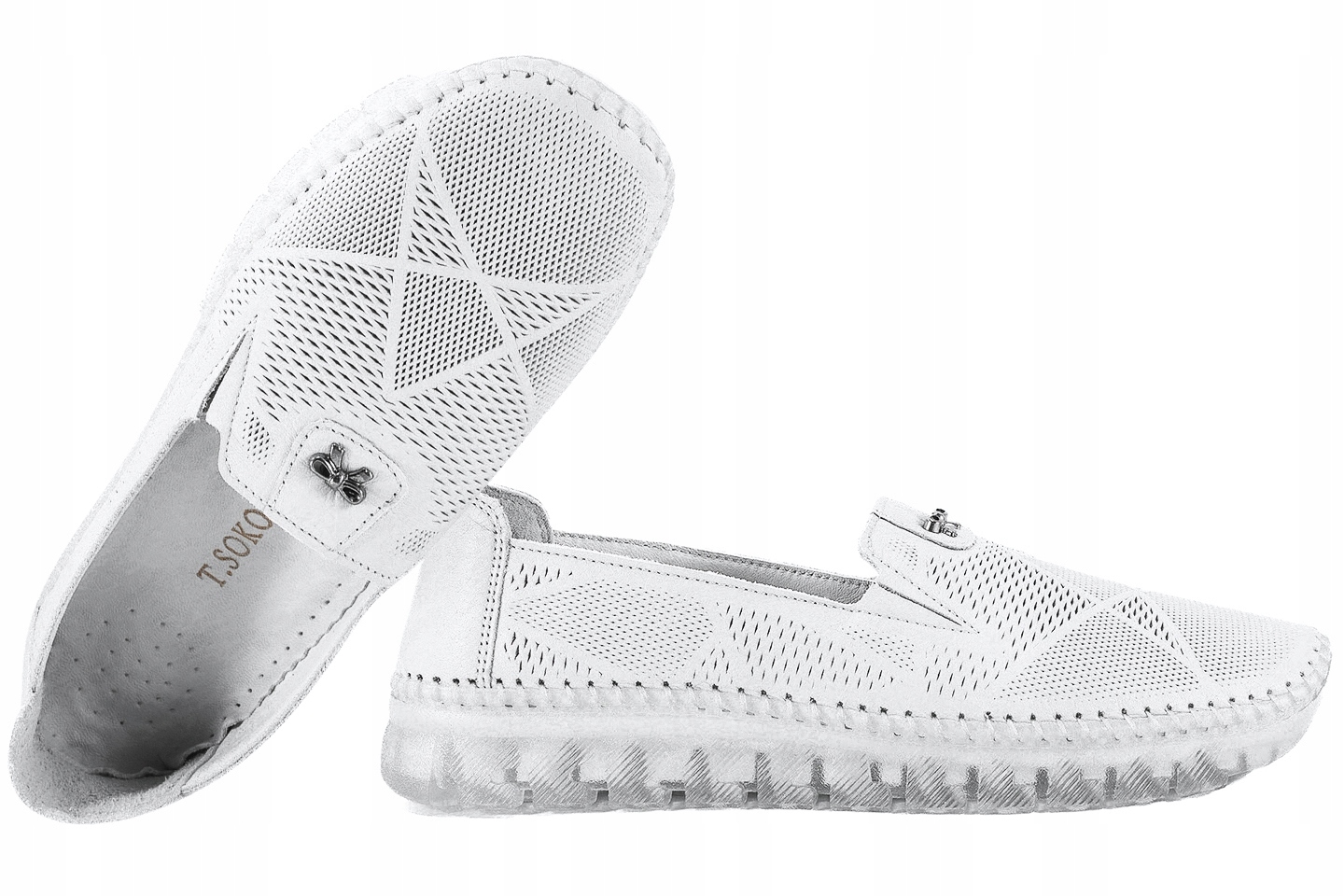 T.sokolski Ara STK-14 Dámské Mokasíny Kožené Polobotky S Vložkami, bílé, 36