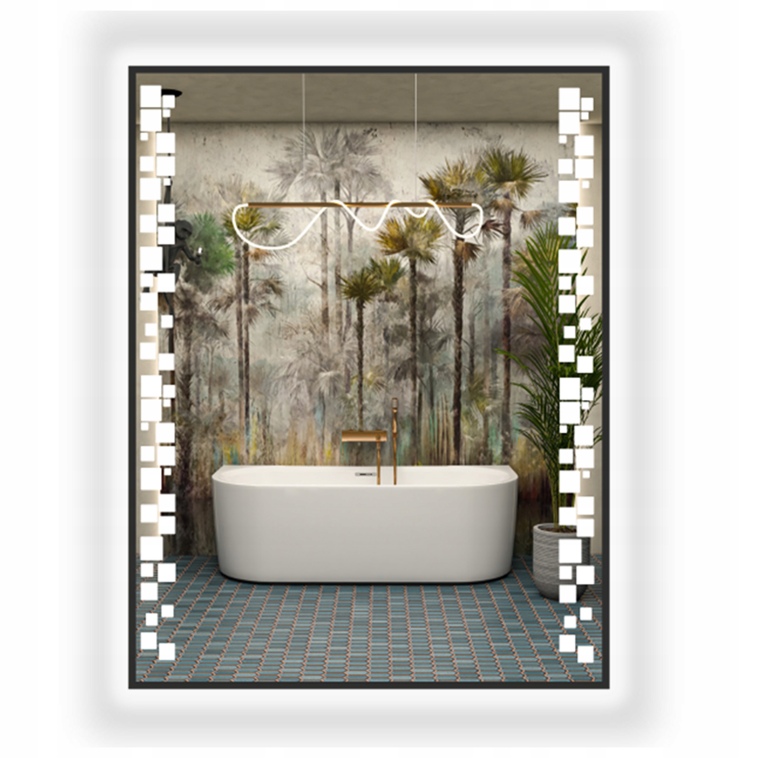 LUSTRO LED W CZARNEJ ALUMINIOWEJ RAMIE MAT LOFTOWE CZARNA RAMA LOFT 40x60