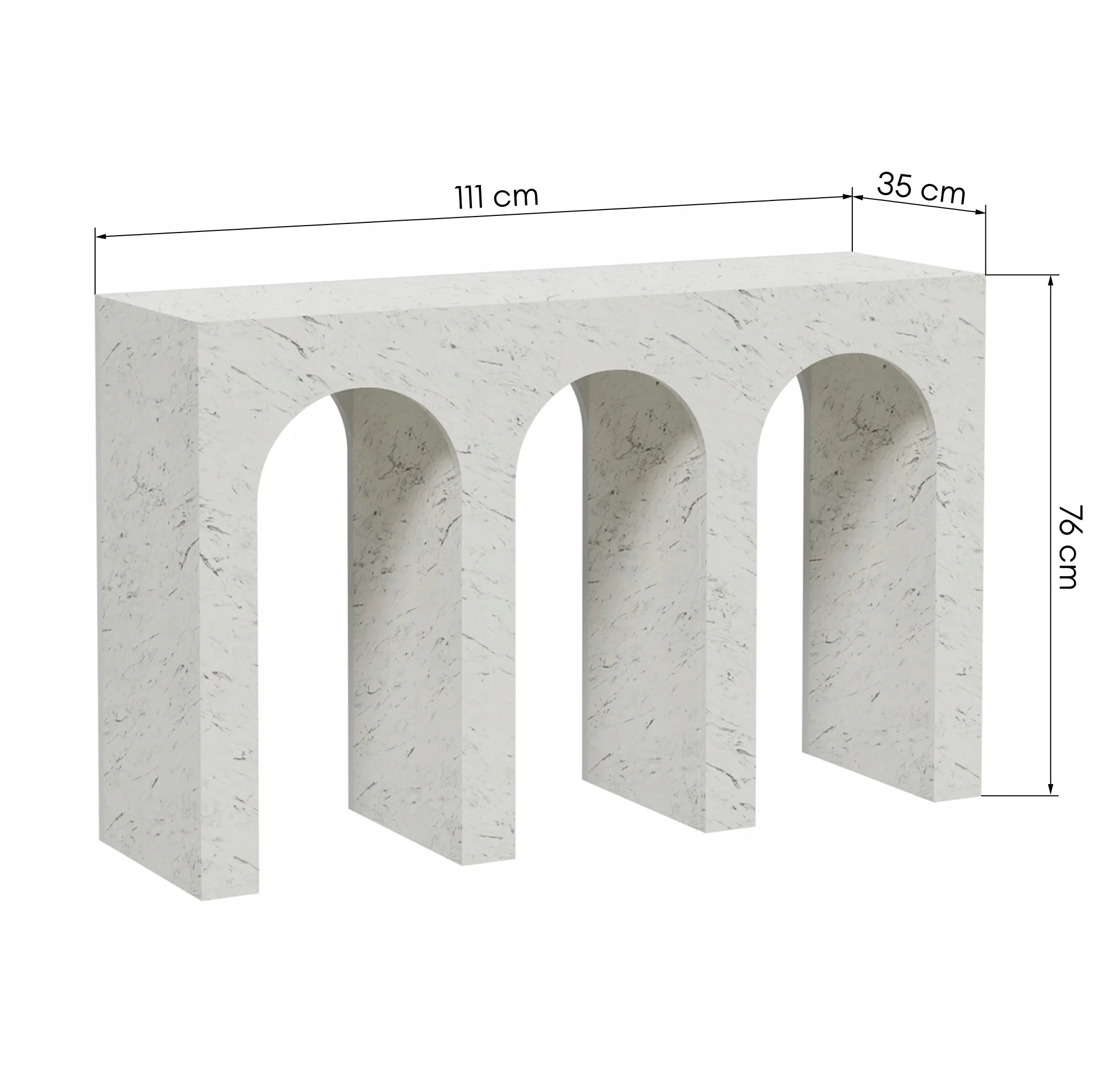 KONSOLA toaletka MARMUR łuki BIAŁA 111 cm Szerokość mebla 111 cm