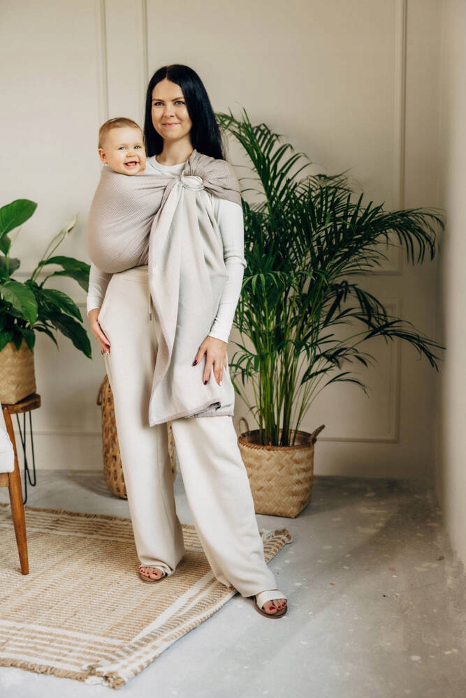 Chusta kółkowa LennyLamb - Mała Jodełka Almond Kolor Odcienie brązu i beżu