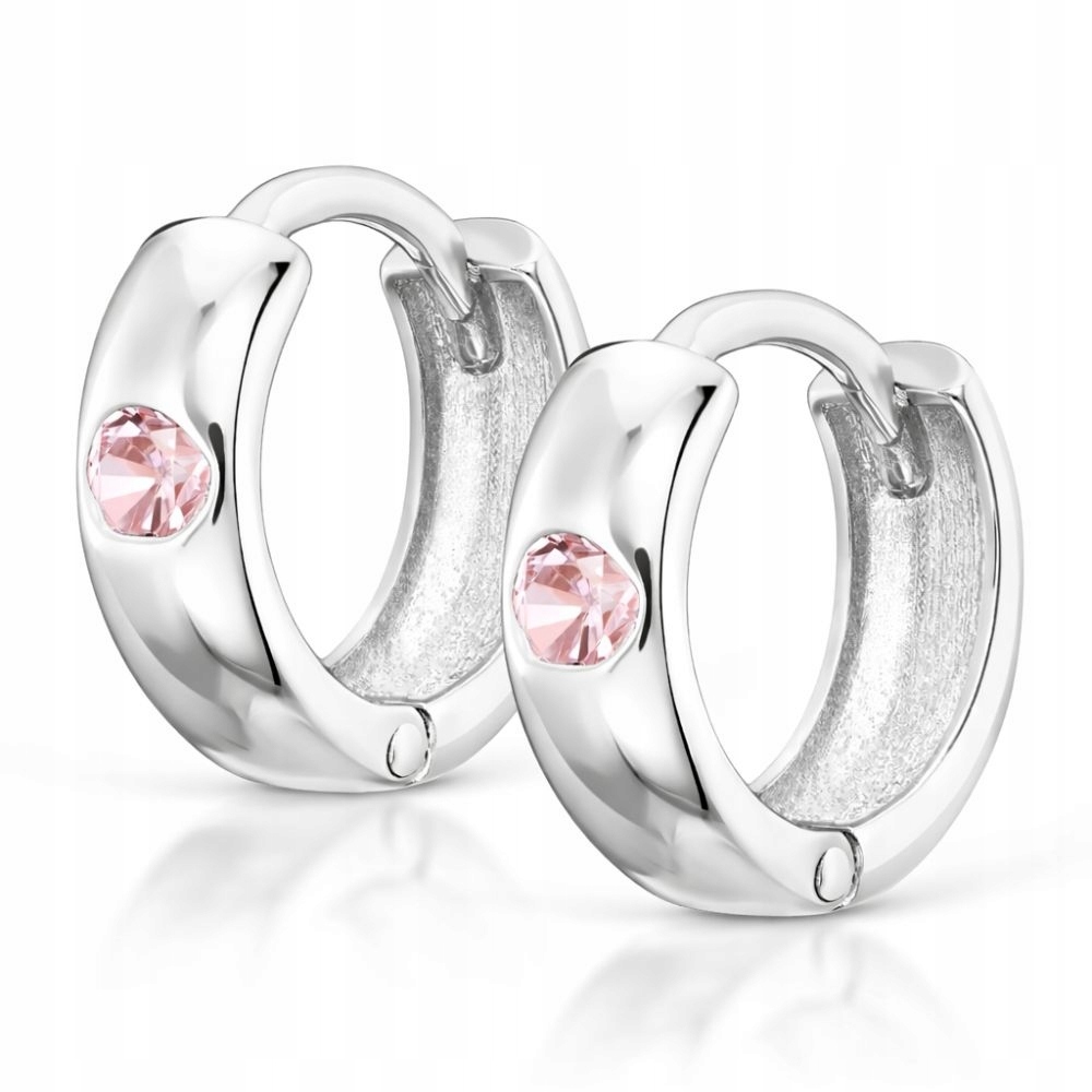 Stříbrné Náušnice Kruhy 925 Růžové Očko Na Zip Pohodlné Zapínání