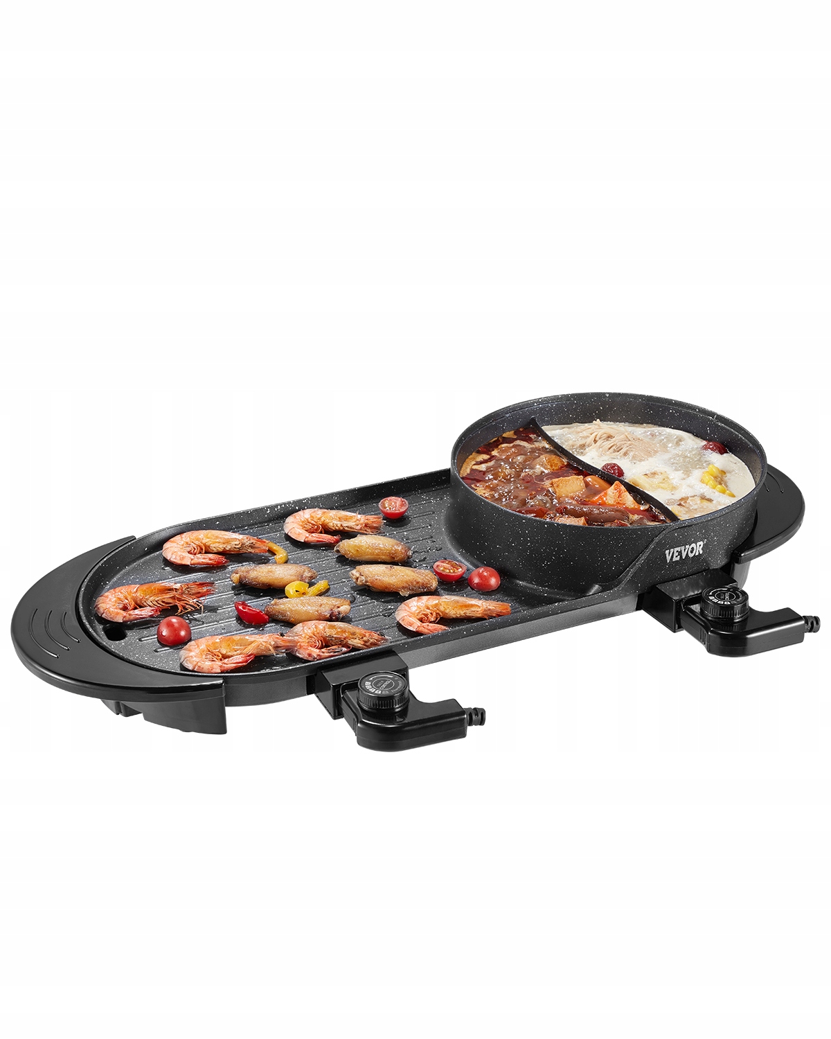 Vevor Hot Pot S Grilom 2200V 2V1 Elektrický Bezdymový Gril Veľká Kapacita