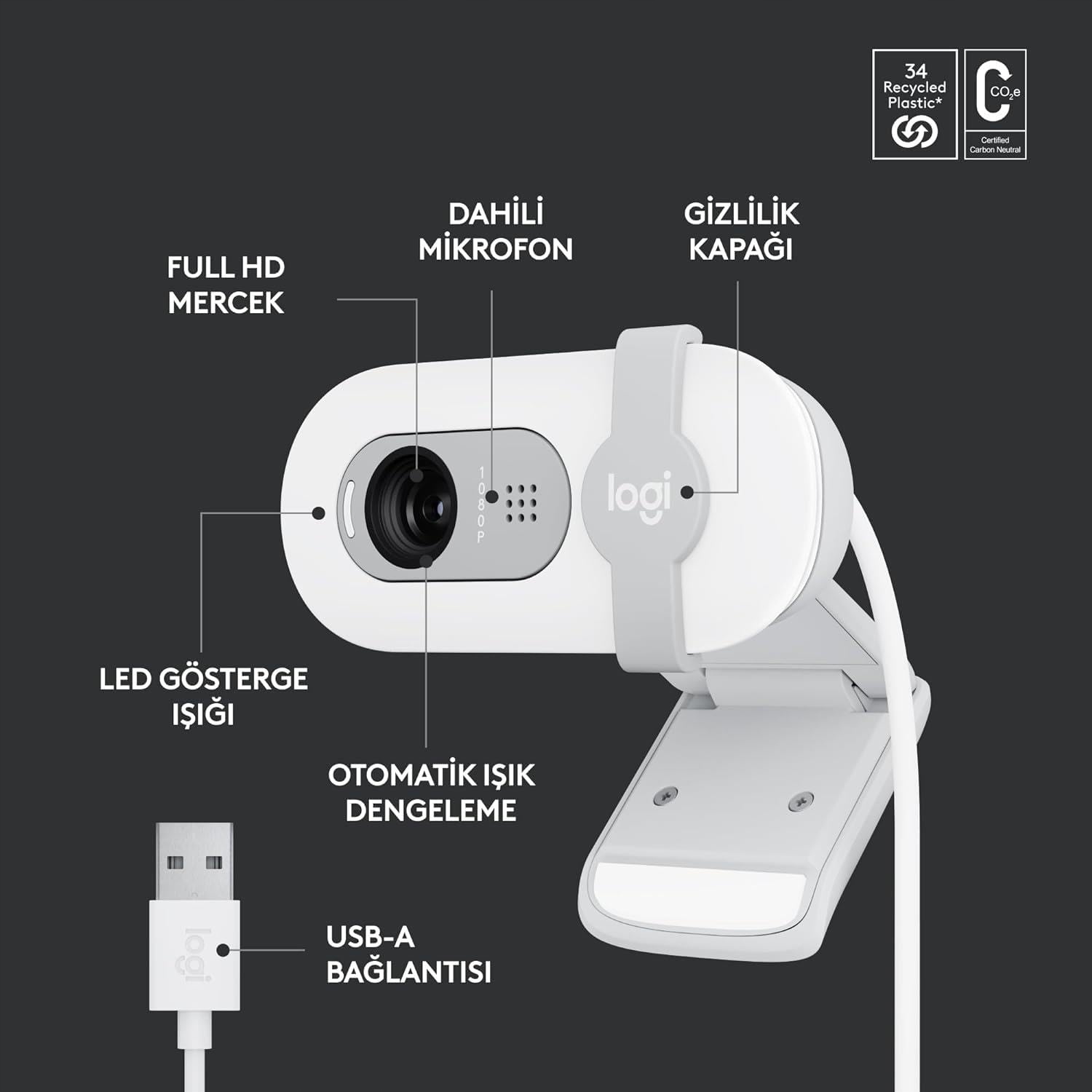 LOGITECH Brio 100 Kamera Full HD Mikrofon USB-A Do Wideokonferencji — miniatura 7