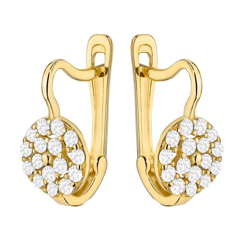 Zlaté Náušnice Anglické pr. 585 Kolečka se Zirkony 14k