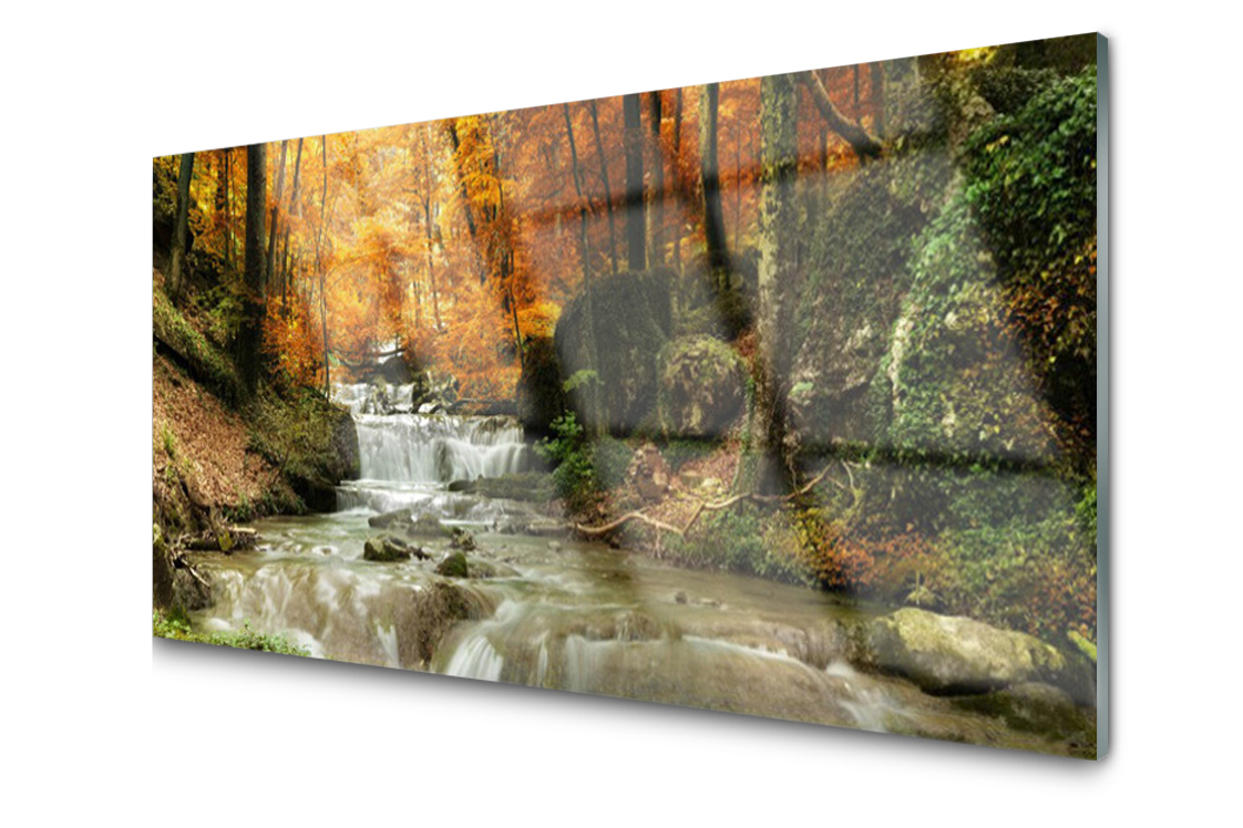 Sklenený panel Doska Vodopád Les 120x60 Lepidlo
