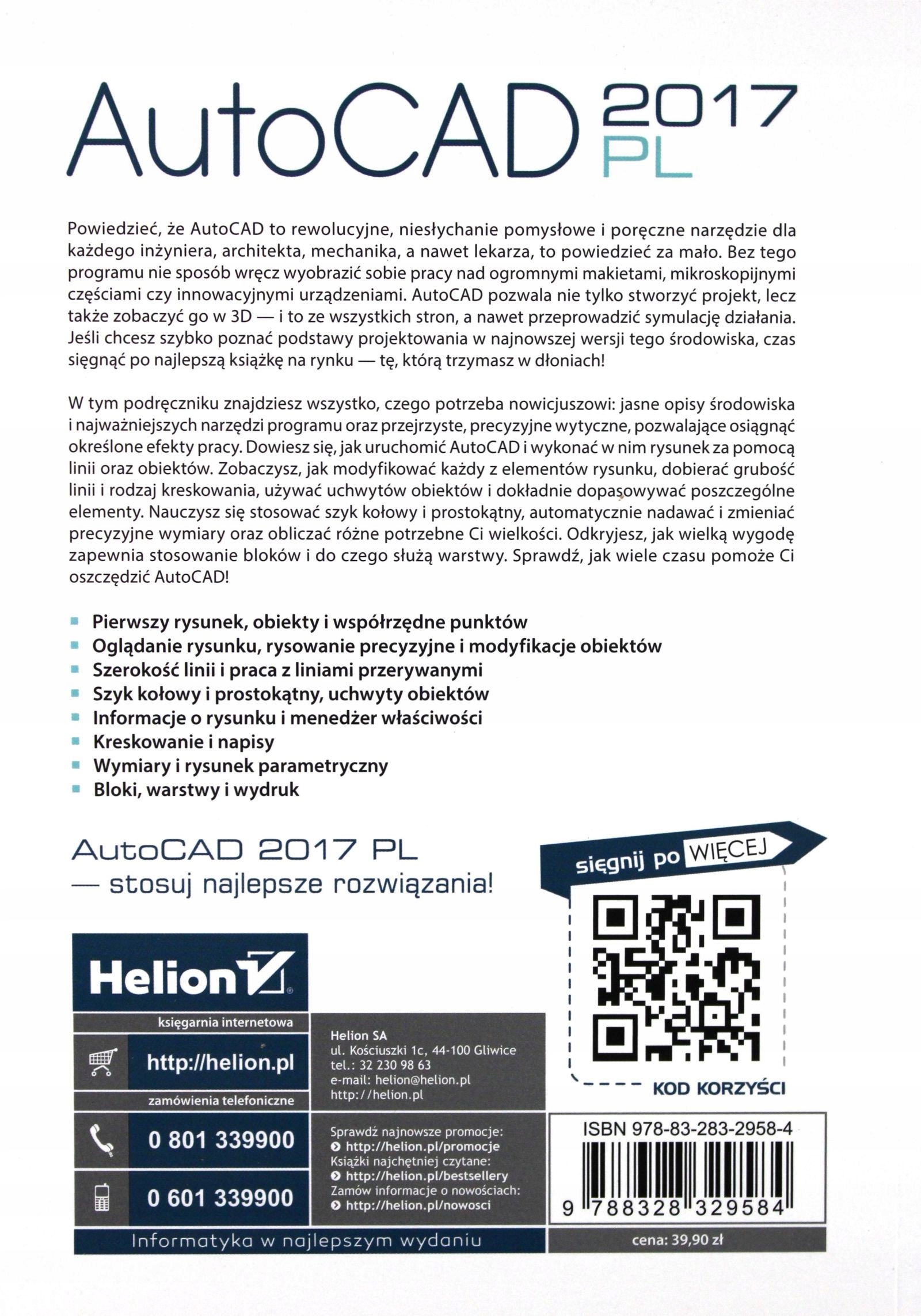 AUTOCAD 2017 PL PIERWSZE KROKI - Andrzej Pikoń [KSIĄŻKA] Stan opakowania oryginalne