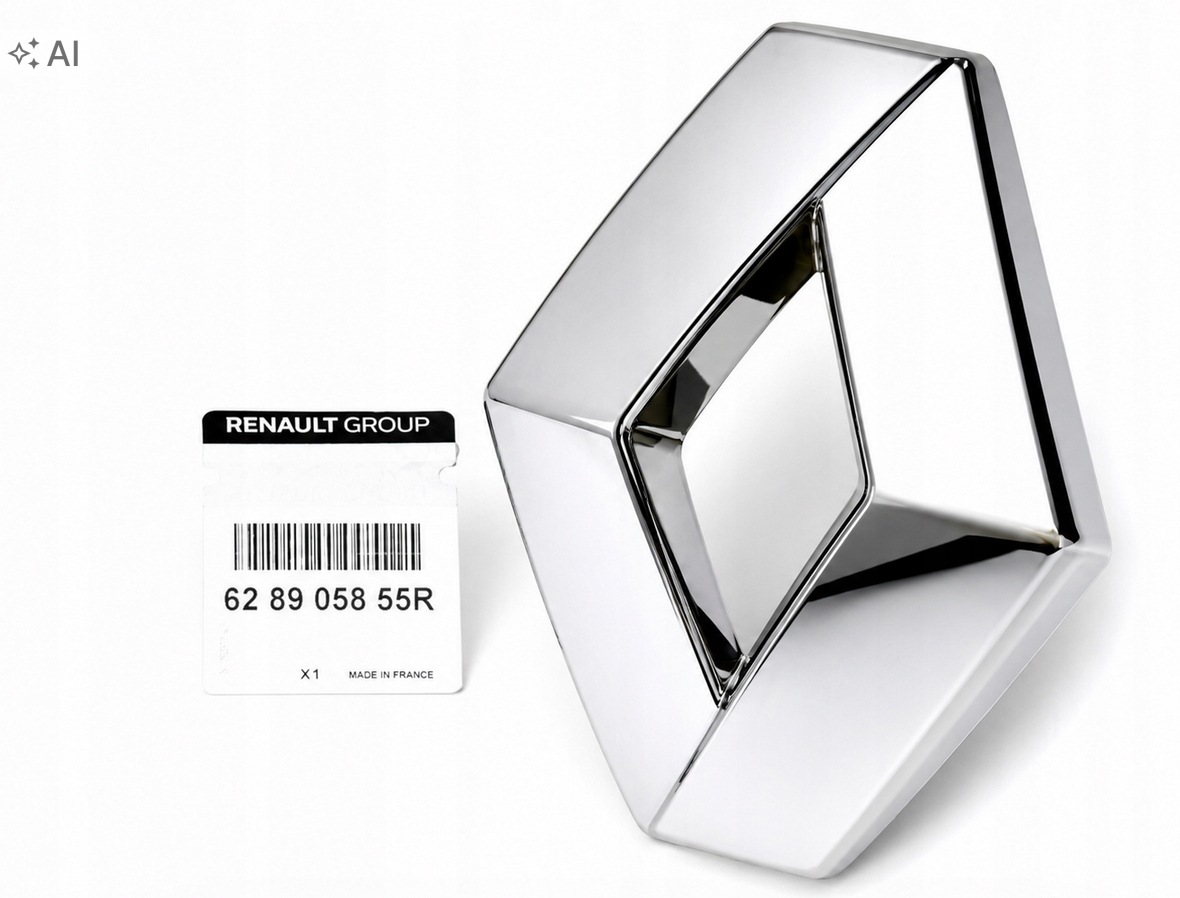 Emblemat Logo Zderzaka Grilla Przód Renault 628909470R 628905855R Oryginał