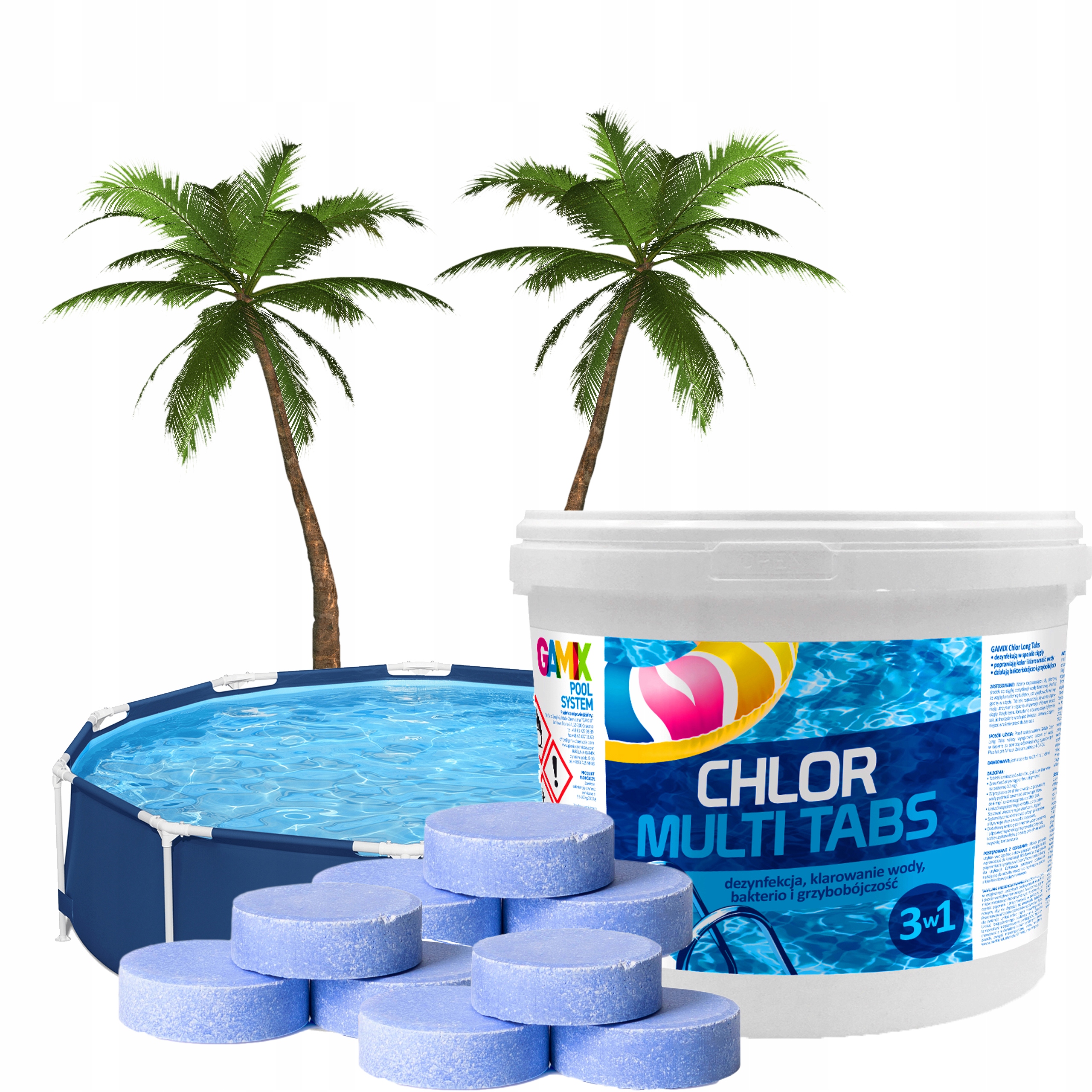 Chemia Basenowa Multi tabletki Chlor 15x200g Niebieska Woda Gamix 3 kg