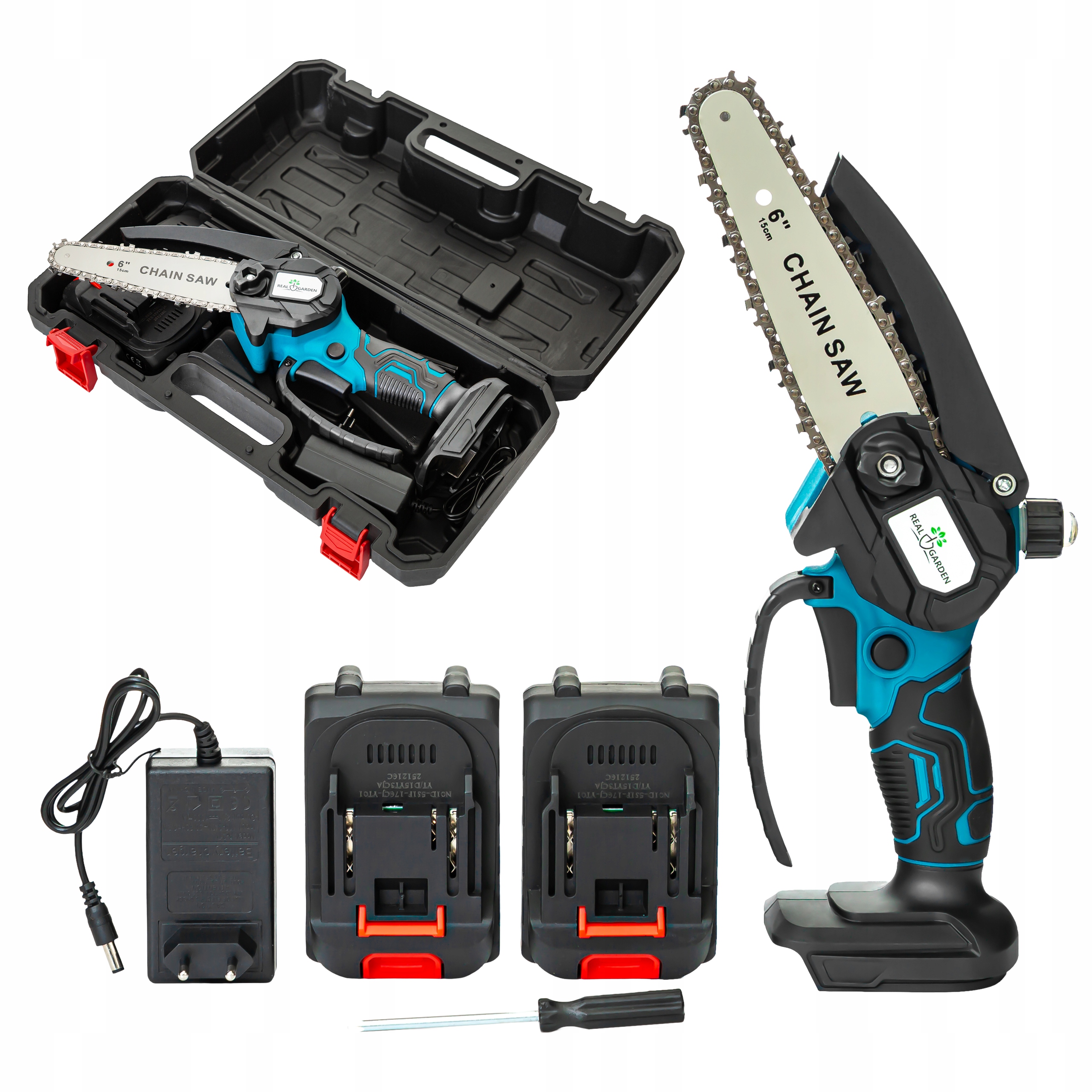 Mini pilarka akumulatorowa łańcuchowa do gałęzi drewna 2 akumulatory