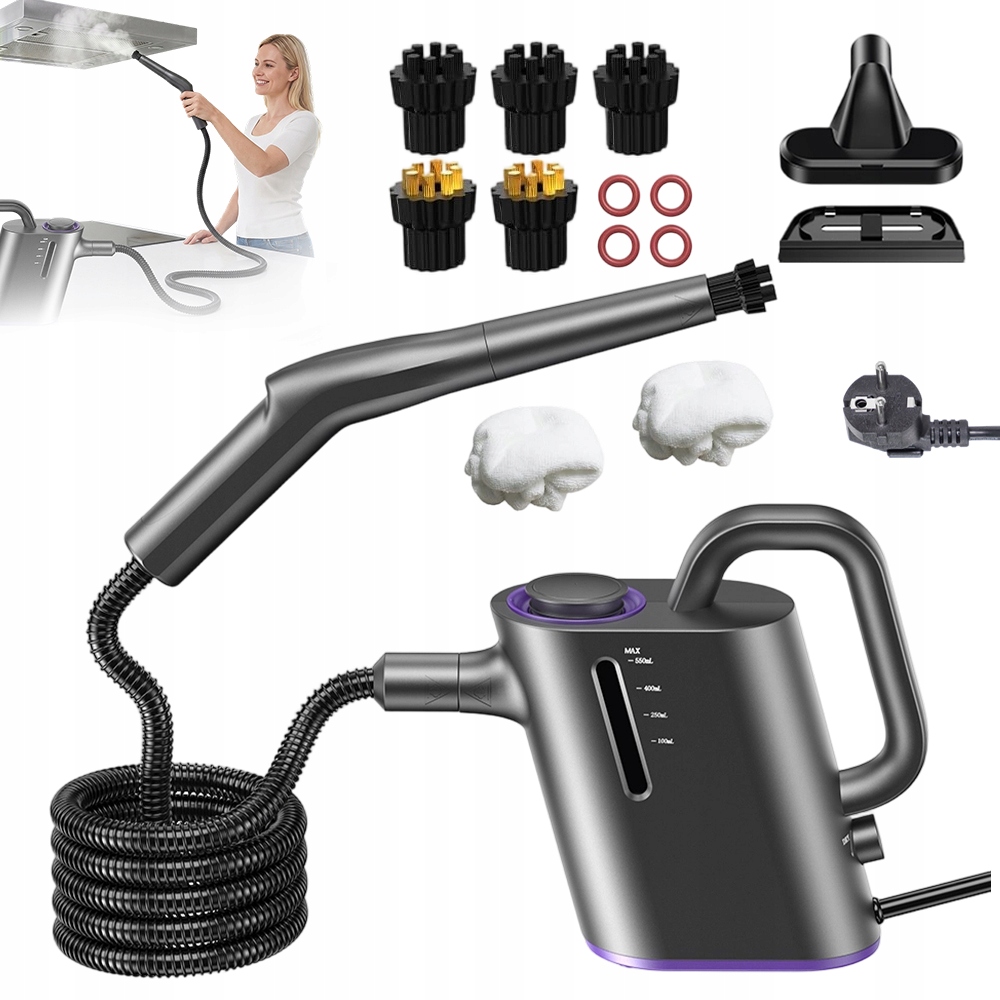Výkonný Vysavač Parní Čistič 1500 W 550 ML Čistič Oken Fug Parní Čistič
