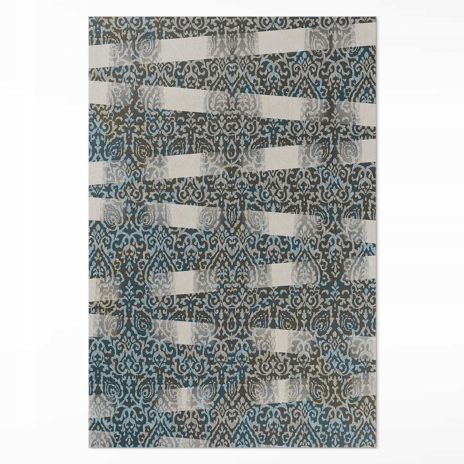 Stylový vinylový Koberec s S Potiskem, ornamentem a pruhy, vintage styl 100 x 150 cm