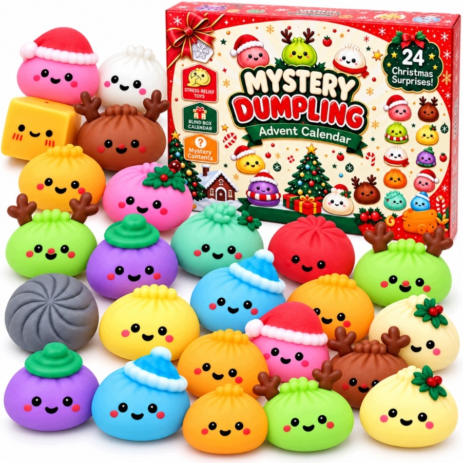 Dumplingy mačkací hračky 3D adventní kalendář 24 překvapení pro každý den