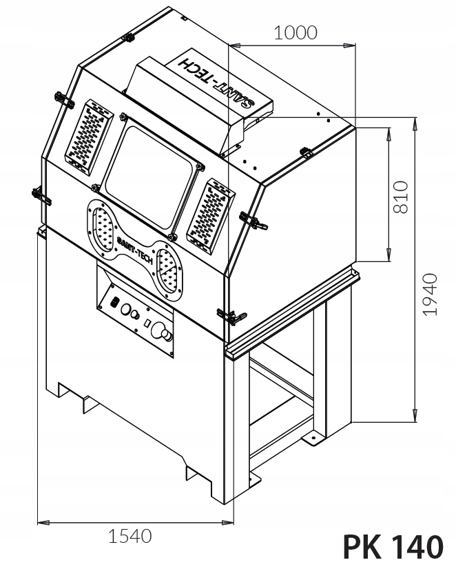 Używana Piaskarka Kabinowa PK140 inżektorowa w zestawie - SANT-TECH Marka SANT-TECH