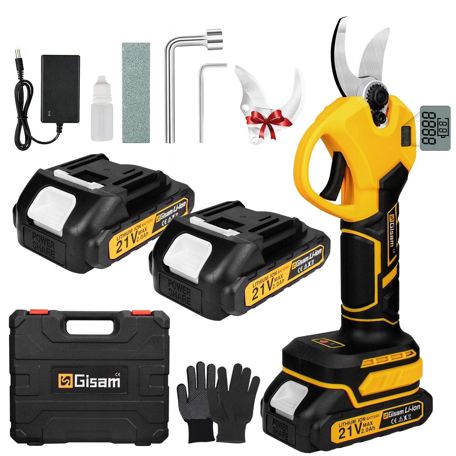 Bezszczotkowe akumulatorowe nożyce do przycinania 2 baterie, zestaw bezprzewodowych trymerów