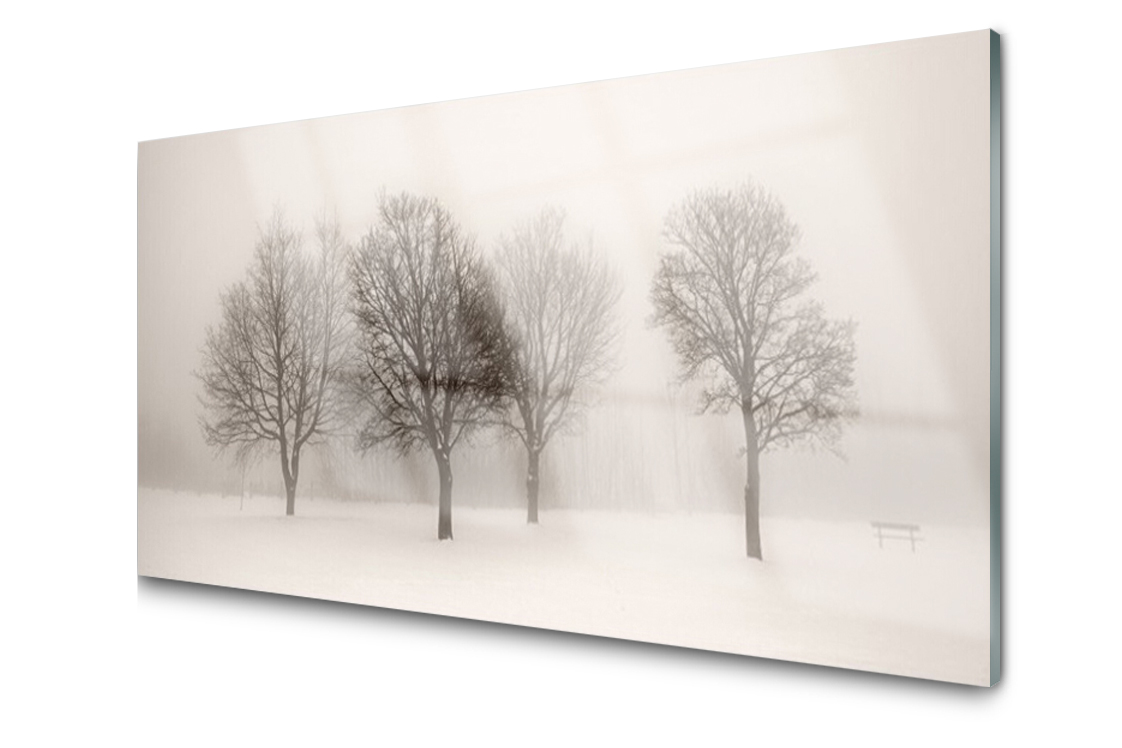 Skleněný panel Dlaždice Sníh Stromy 120x60 Lepidlo