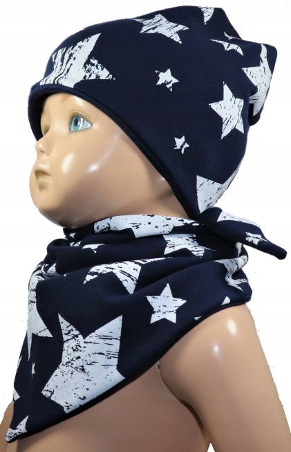 

Czapka i Chusta Komplet Bawełna 40-50 Gwiazdy