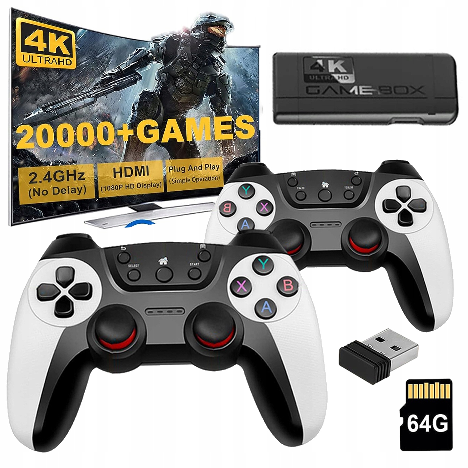 Konsola Retro Do Telewizora Wyjście Hdmi Stabilne Działanie 30000 Gier