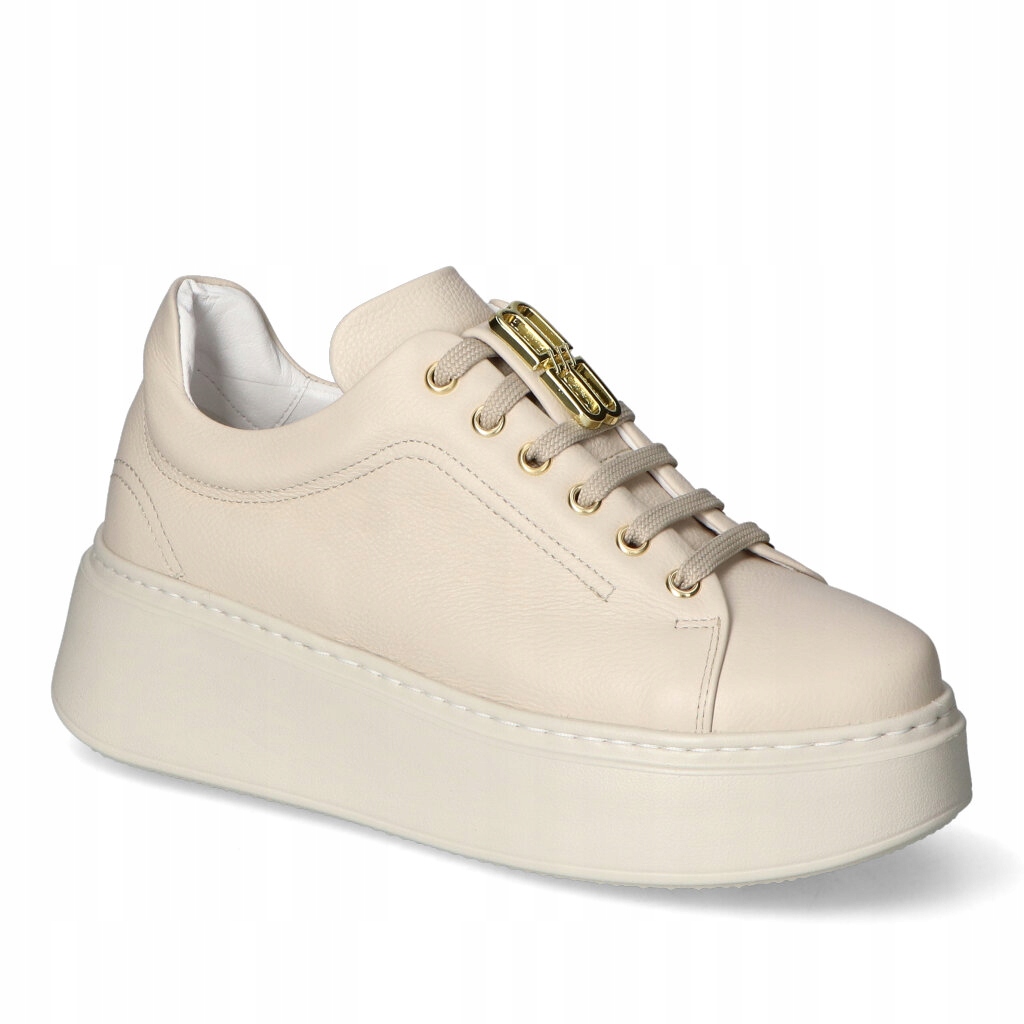 Polobotkové tenisky na platformě Karino Béžová Přírodní kůže 40