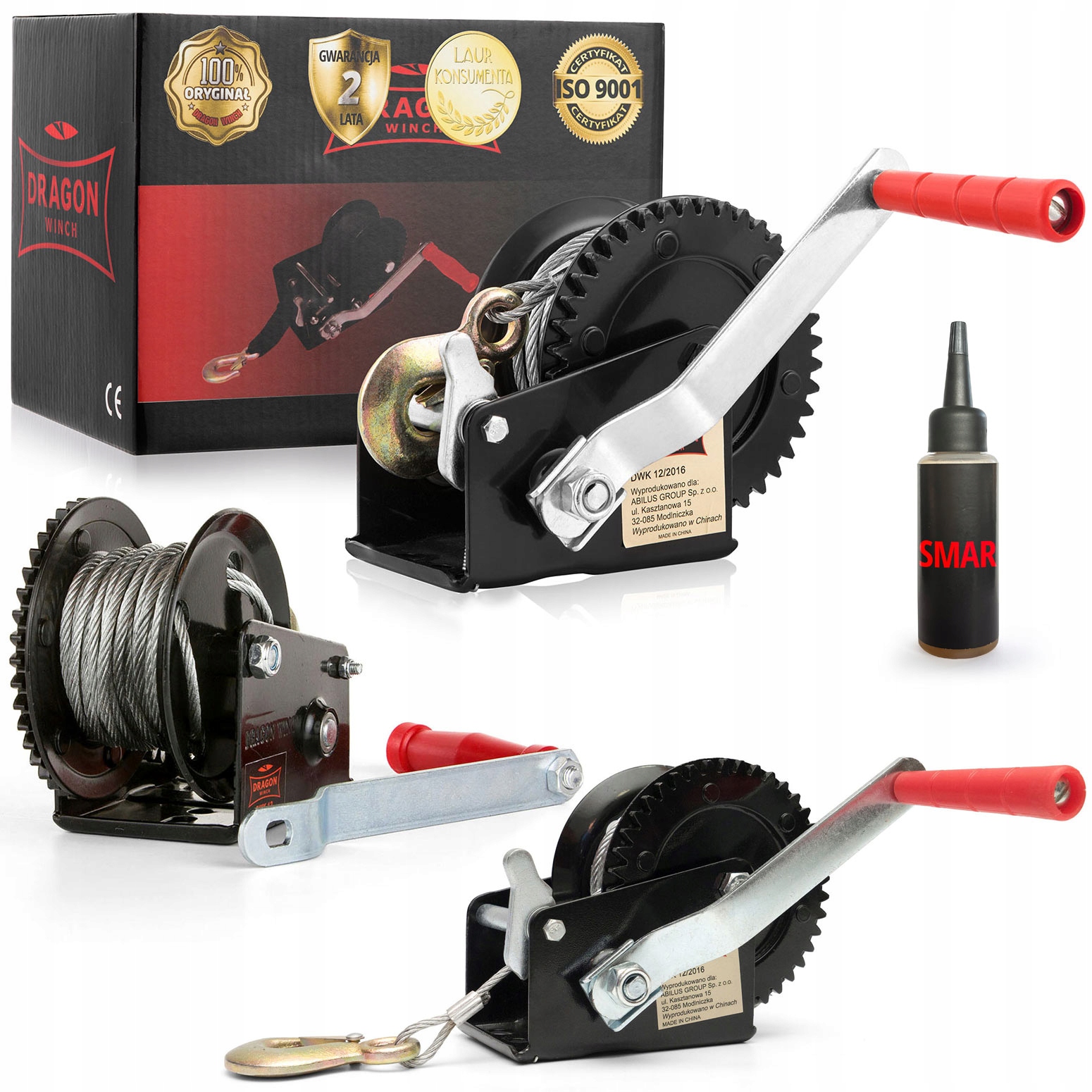 545kg Wyciągarka Linowa Ręczna Korbowa Wciągarka korba lebiodka przenośna