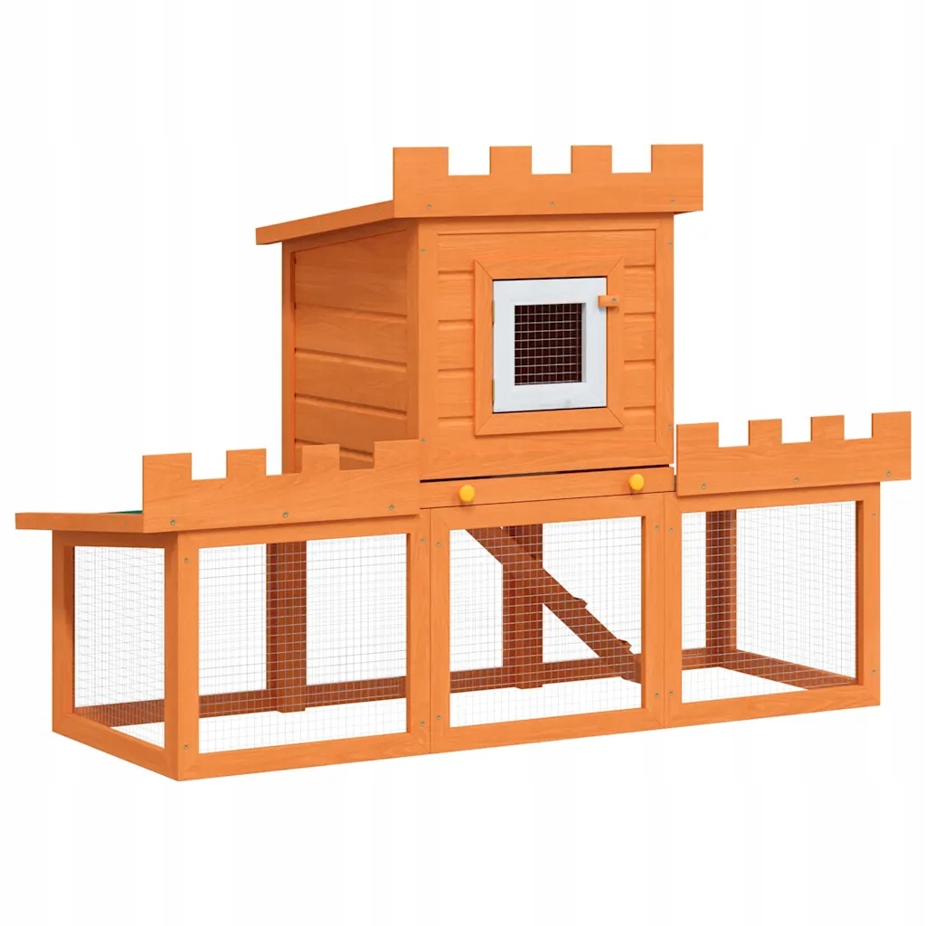 Levně Dvouúrovňová klec pro králíky z borovicového dřeva 142x50x101 cm