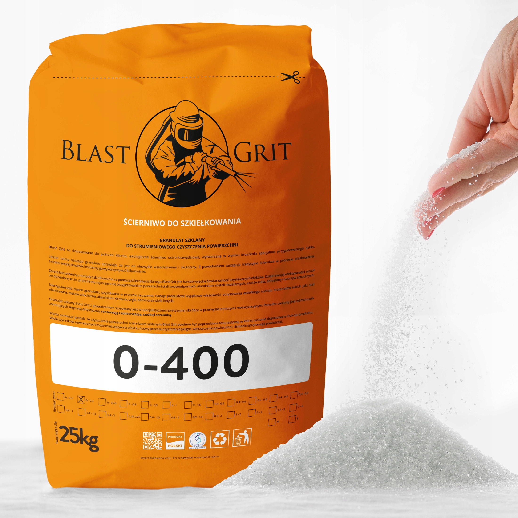 Skleněné Brusivo Blast Grit 0 400 µm 25 kg