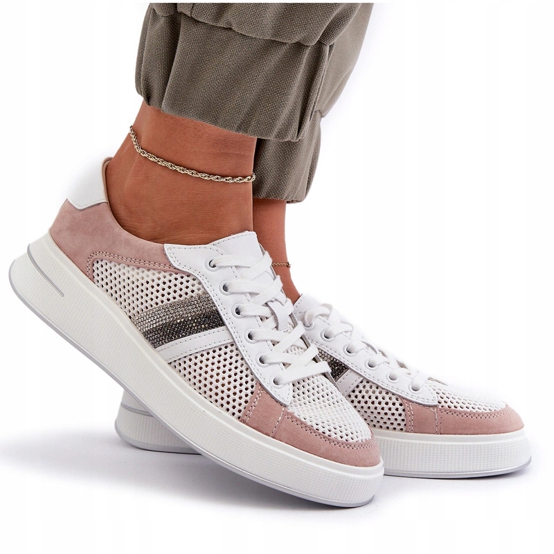 Dámské Semišové Tenisky Na Platformě D&a LR110 Bílo-růžové 37