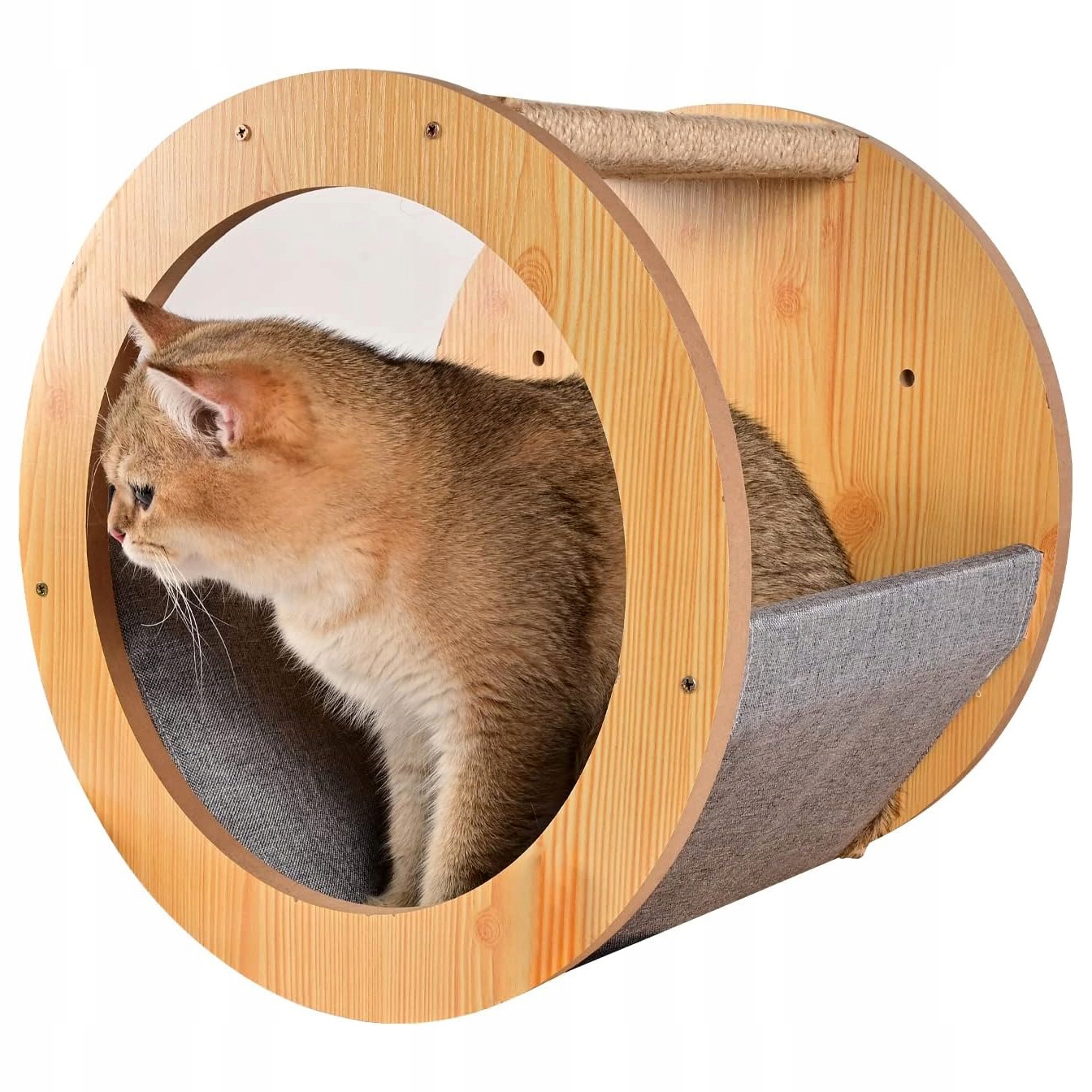 Levně Pelíšek domeček pro kočky k zavěšení na zeď, dřevěné škrabadlo