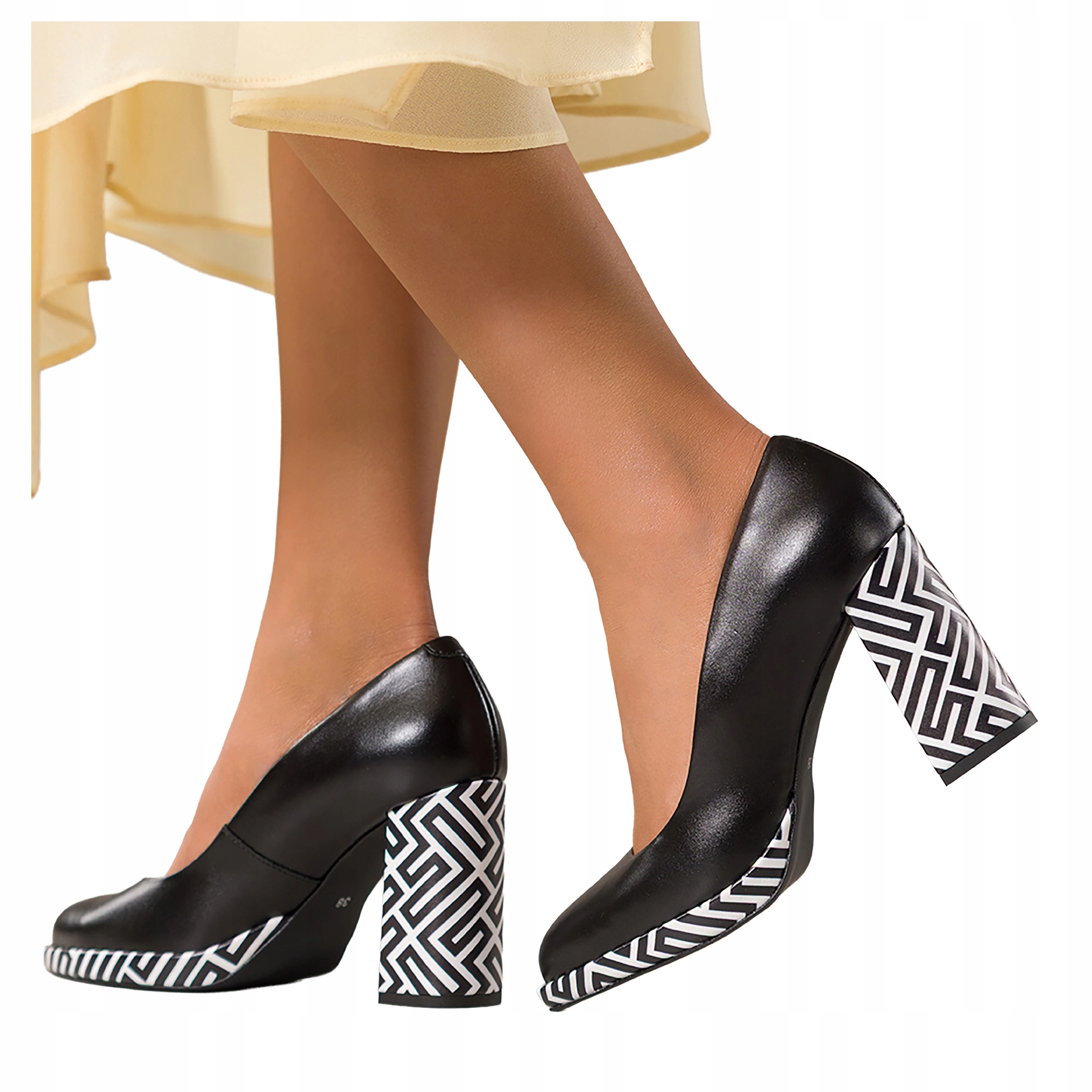 Černé Čelenka Dámské Pohodlné Na Sloupku S Vzorem Módní Kožené vel. 40