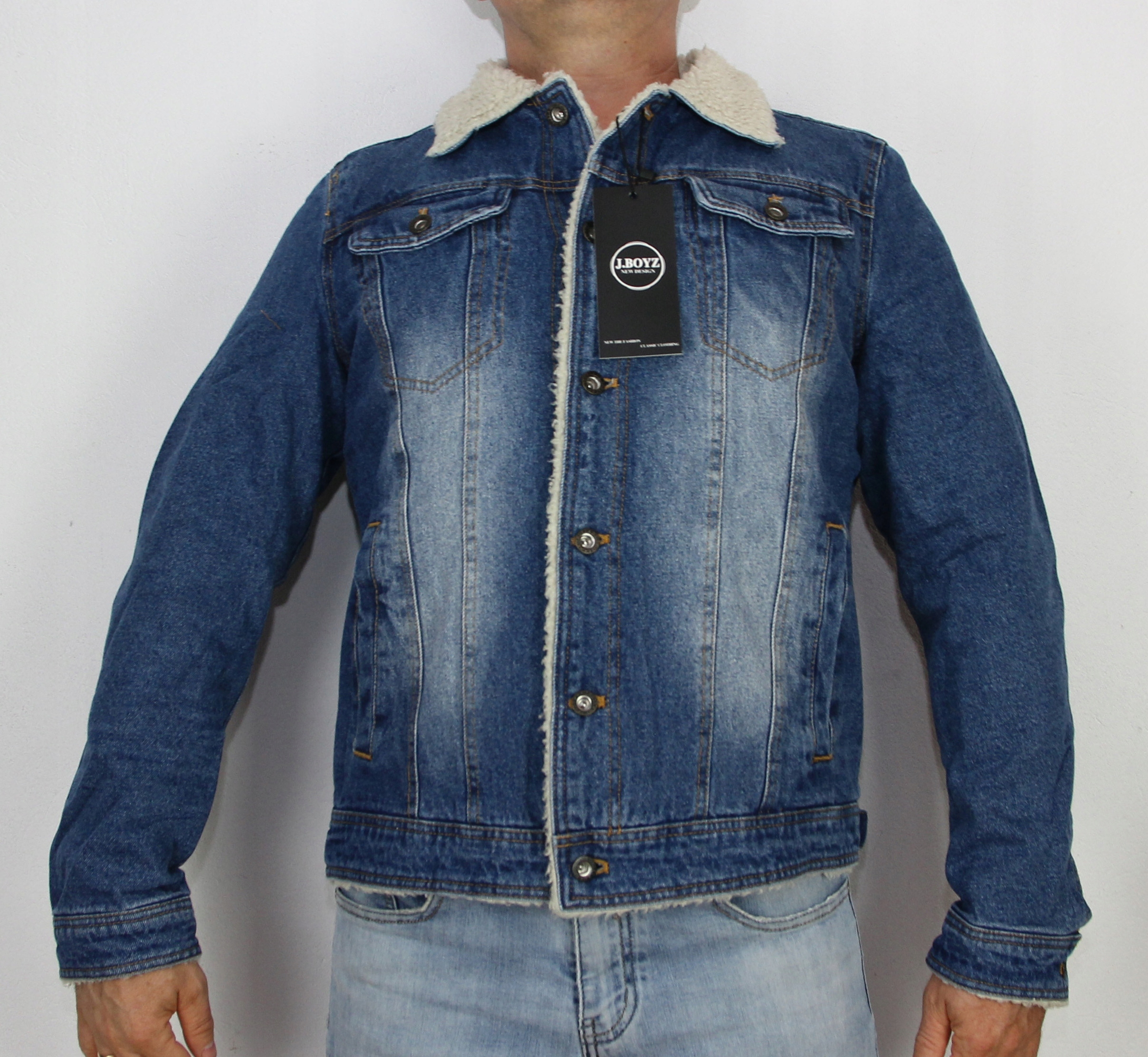 Pánská Džínová Bunda S Kožešinou, zateplená, velikost S