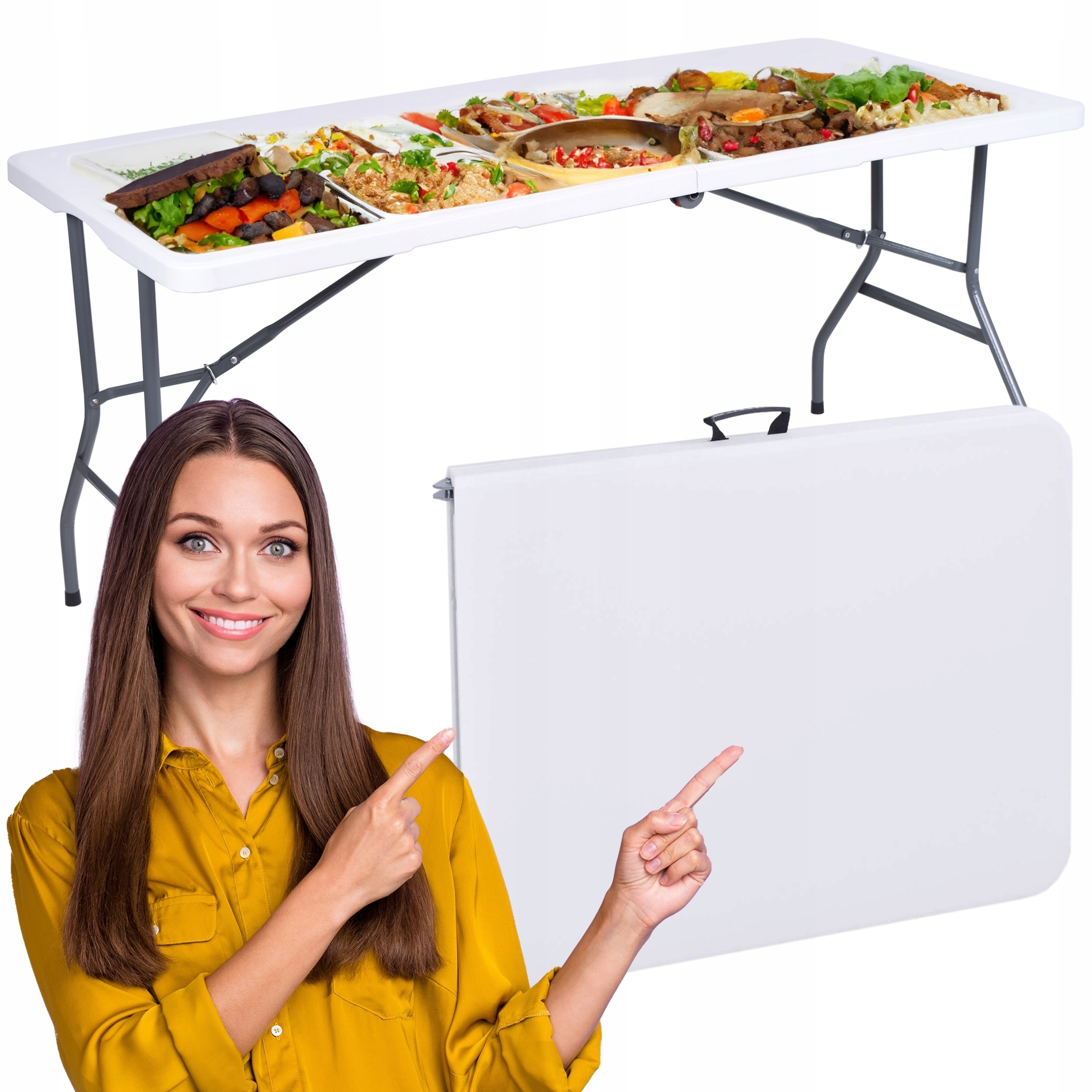 Zahradní Rozkládací Cateringový Stůl S Kufrem 152 cm