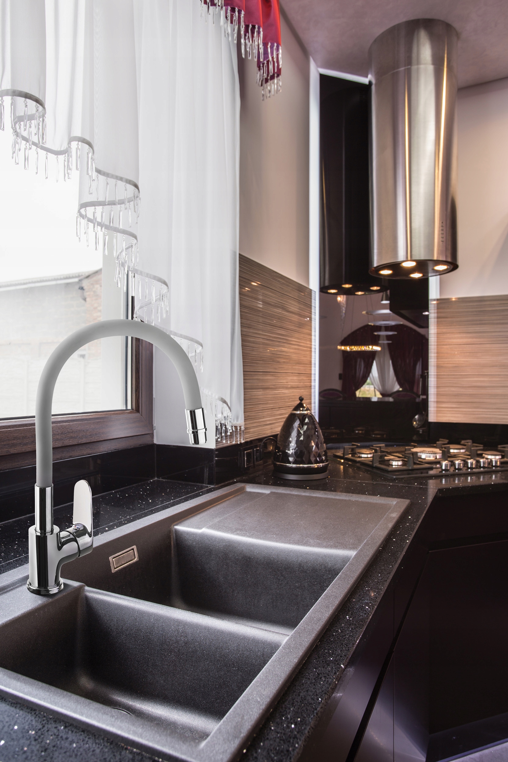 BATERIA ZLEWOZMYWAKOWA KUCHENNA STOJĄCA KRAN ELASTYCZNA WYLEWKA SZARA Informacje dodatkowe bateria podokienna