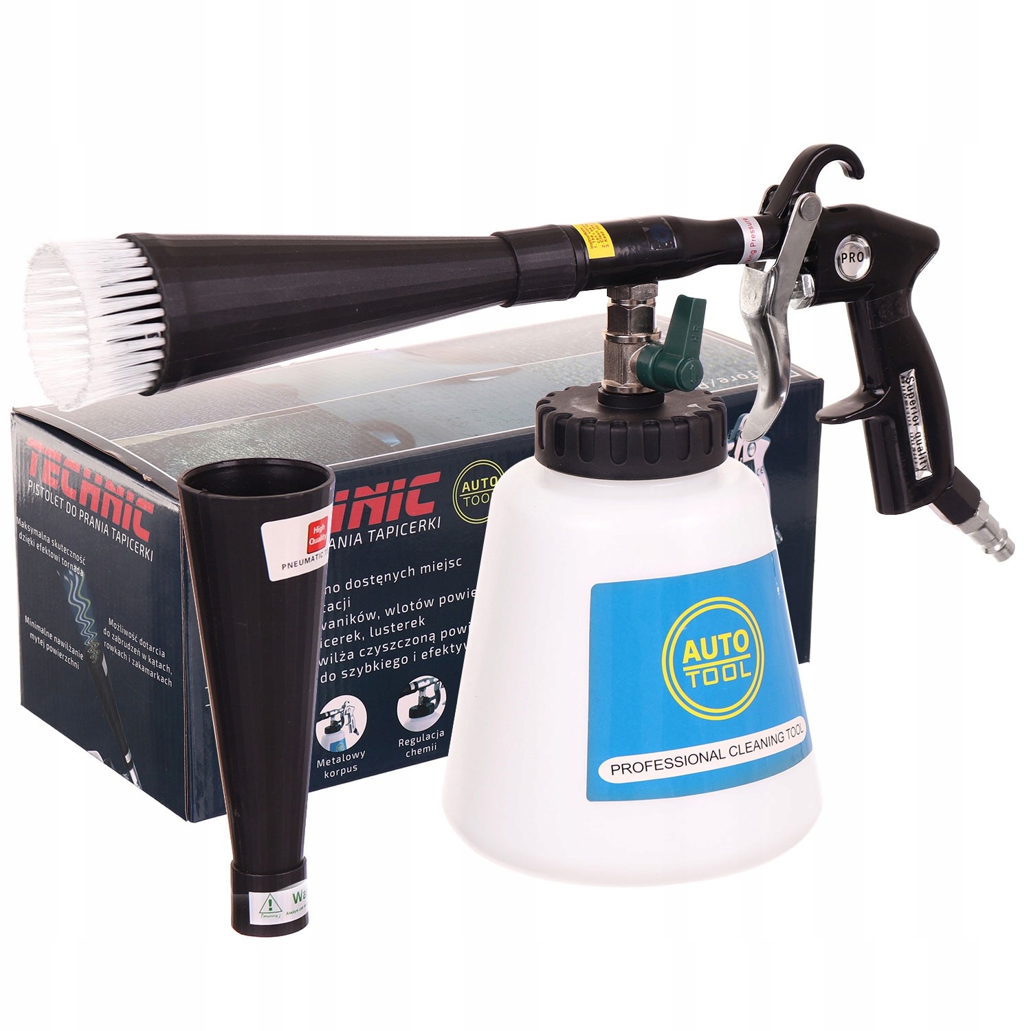 Pneumatická Pistole Na Praní Čalounění S Kovovou Tryskou A Kartáčem