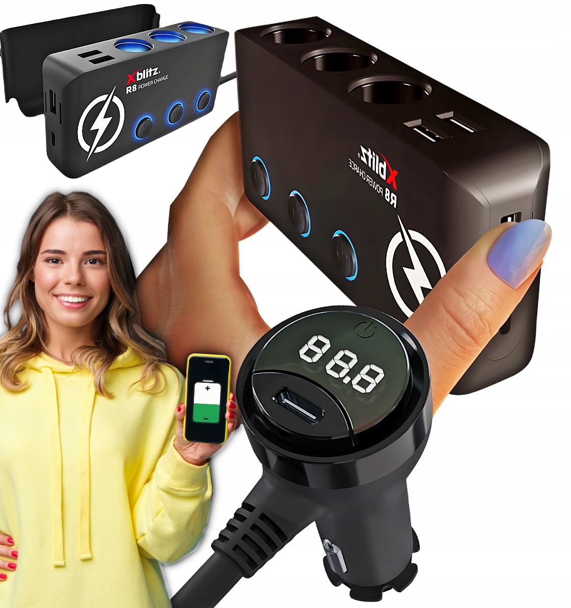 РОЗГАЛУЖУВАЧ ПРИКУРЮВАЧА XBLITZ 12-24V USB