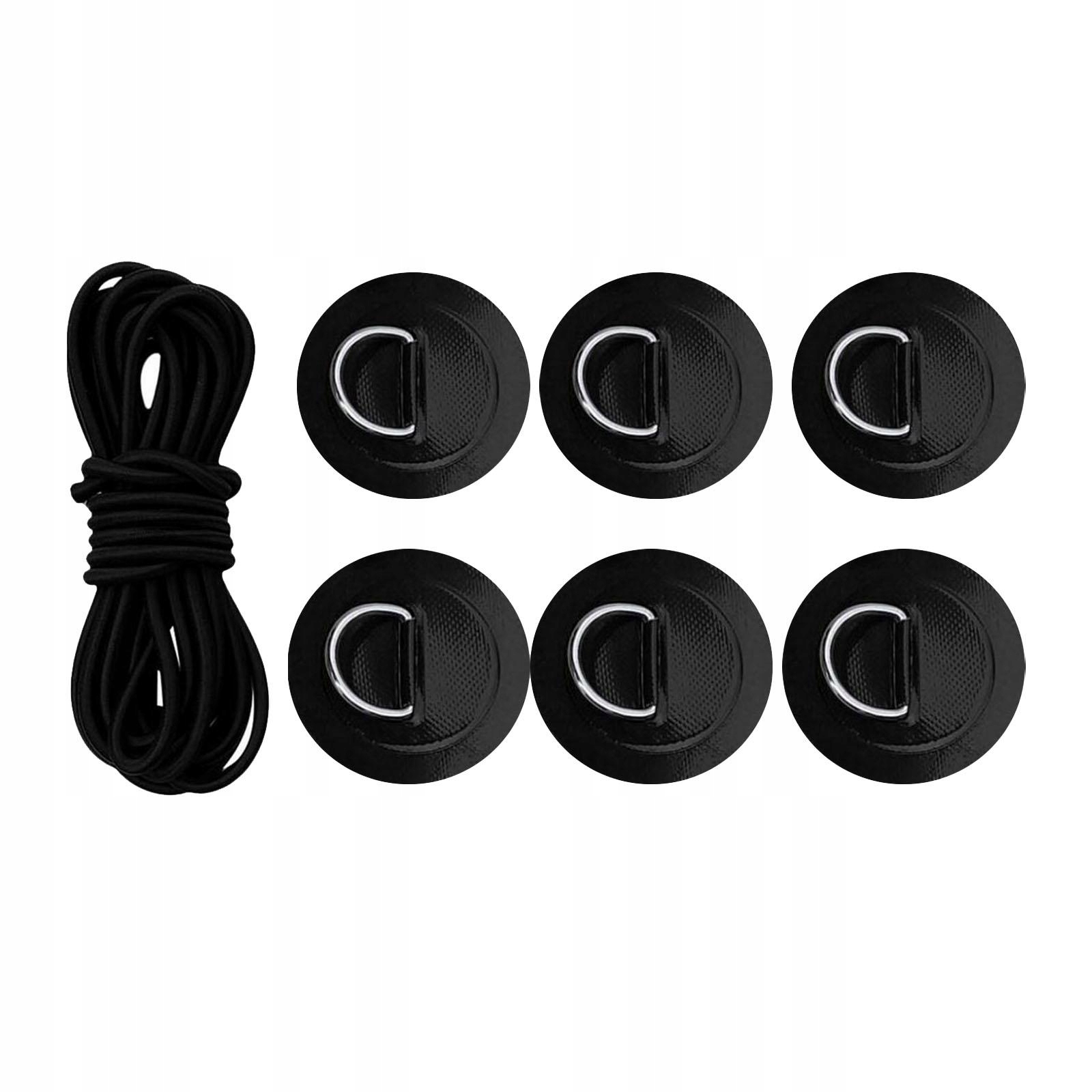 6 sztuk PVC D Rings Deck Rigging Bungee Cord Deck Fastener Round D Rings Black