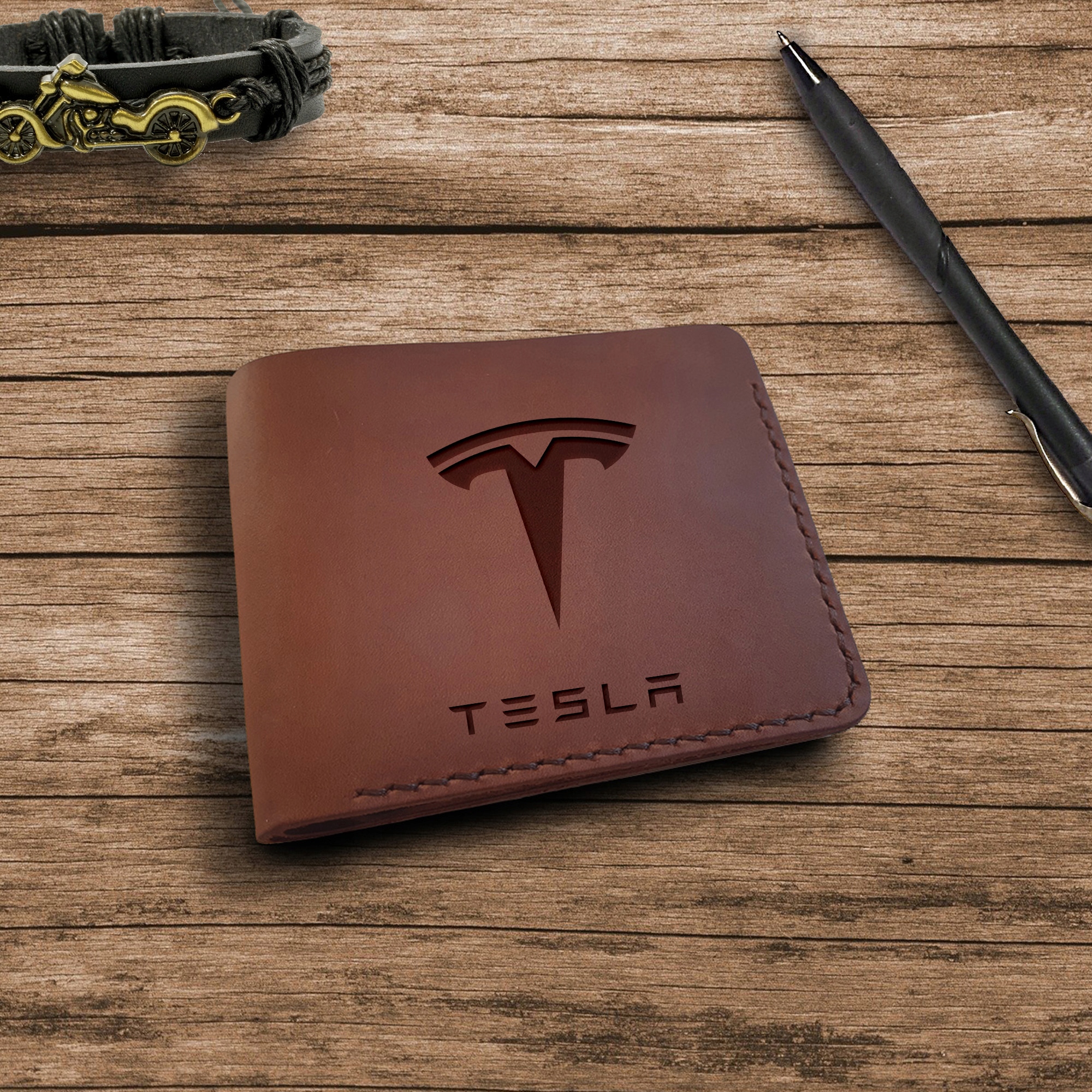 Peněženky s vlastním potiskem s gravírováním pro fanouška Tesla