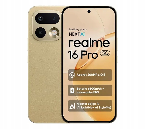 Smartfon realme 16 Pro 5G 8/256GB 6,78'' 144Hz 200Mpix Master Gold Złoty