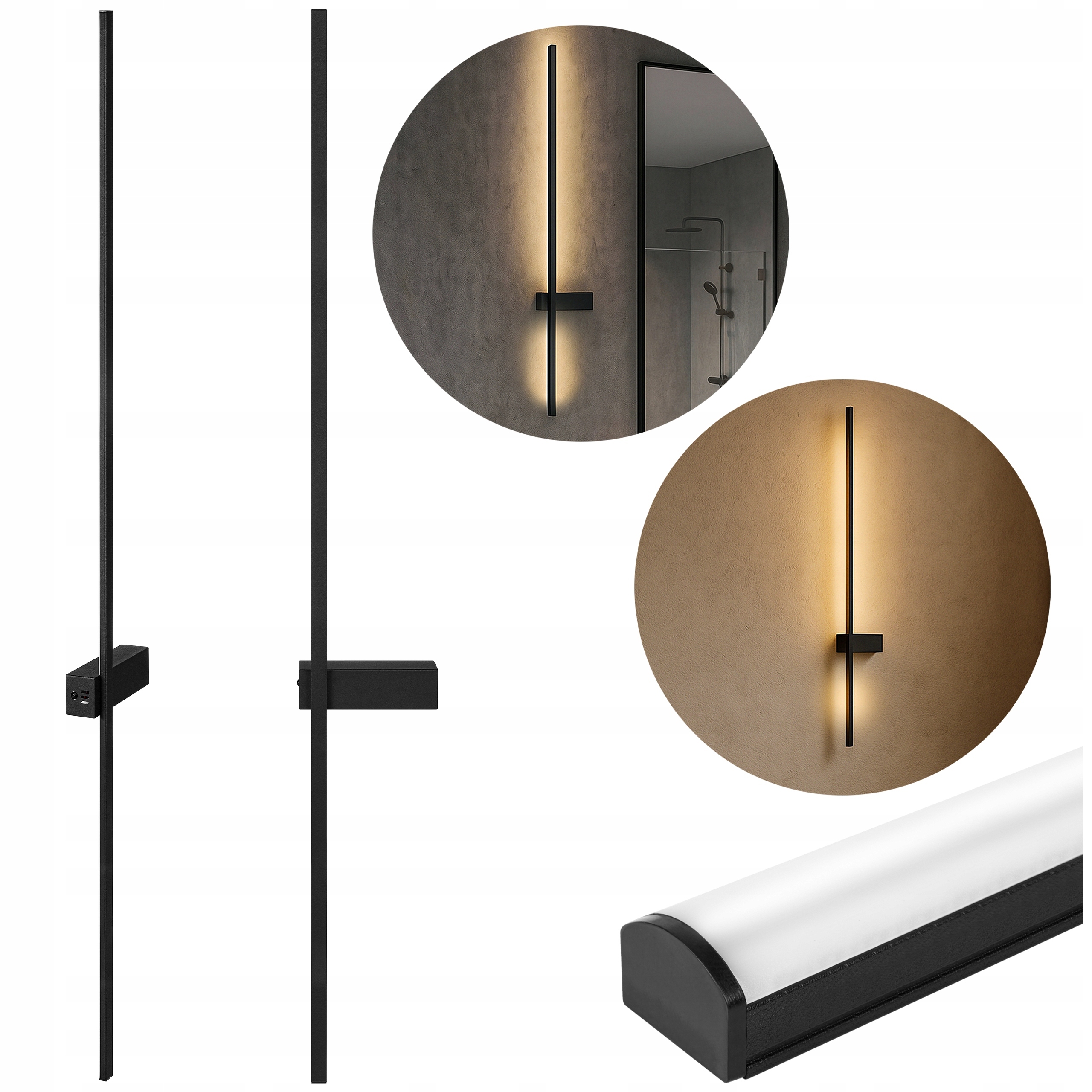 Nástěnná lampa 120 cm vnitřní Led černá do bytu