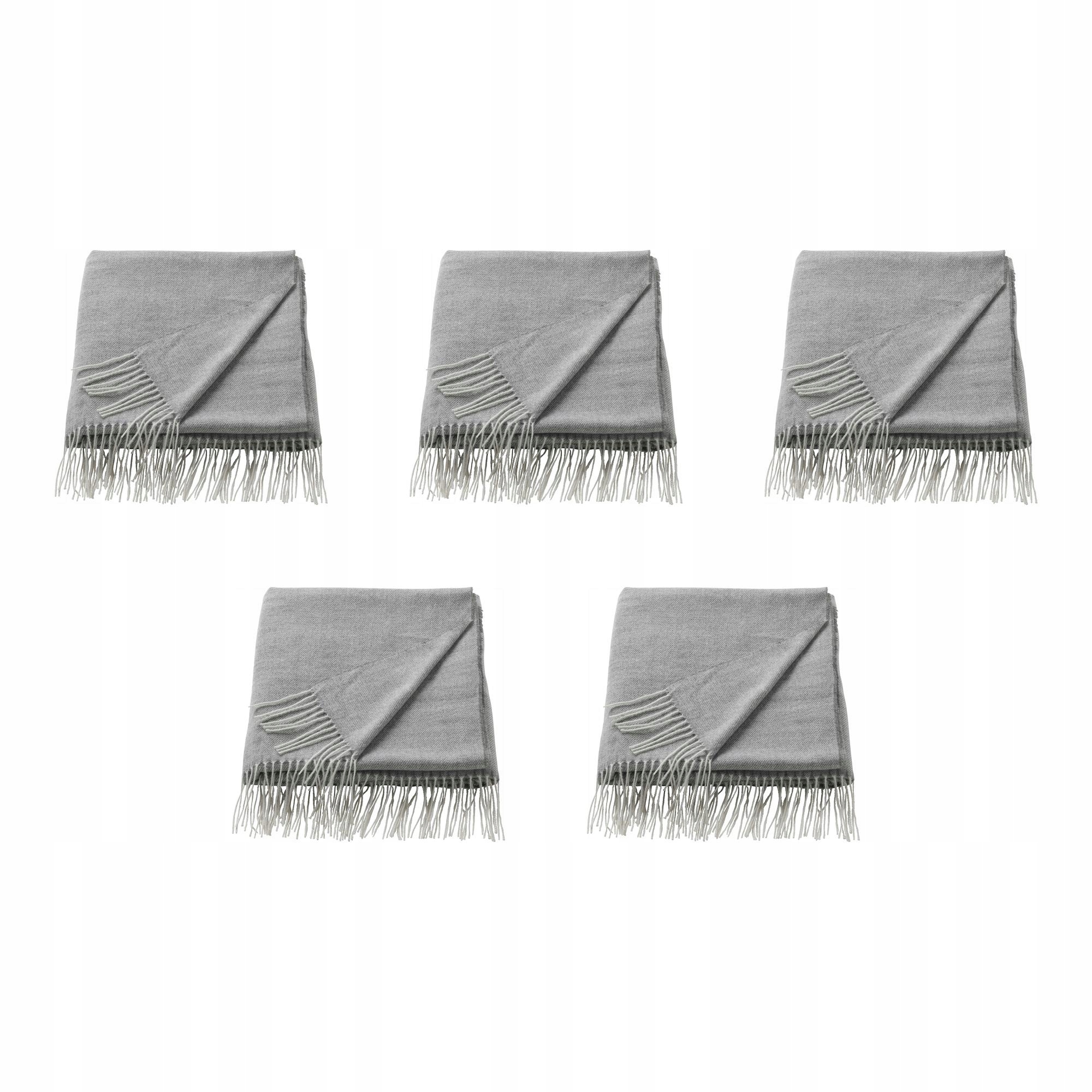 5 ks Šedý pléd 120 x 160 cm měkký s třásněmi Holmvi