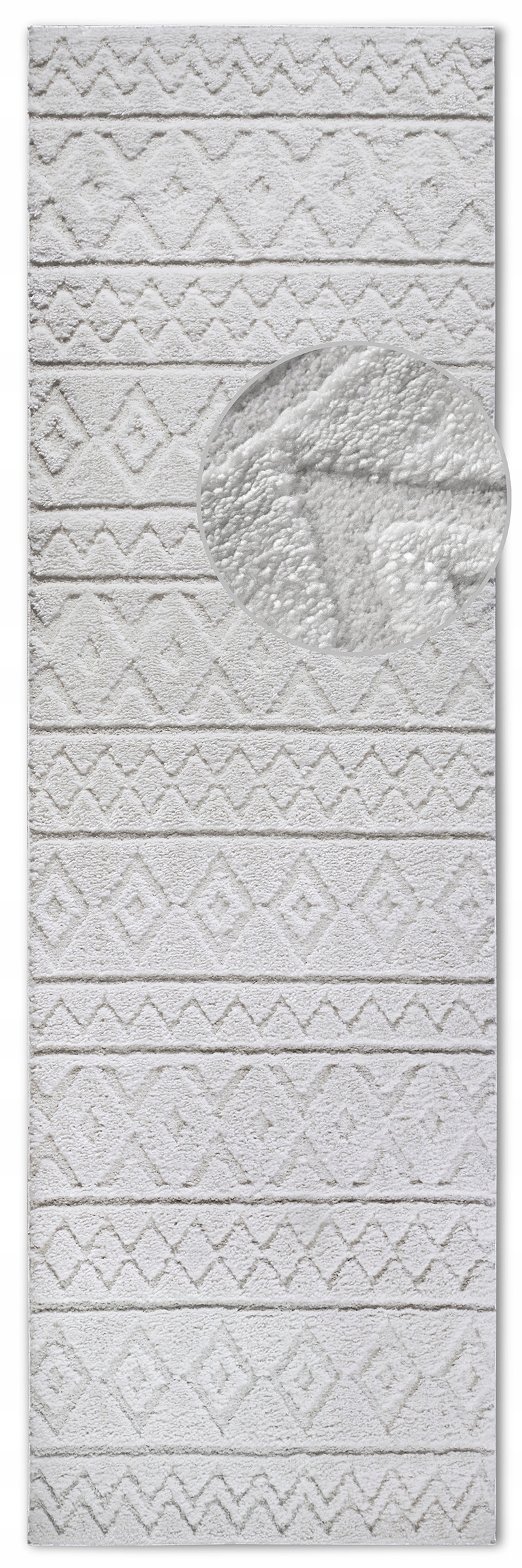 Koberec Běhoun plyšový do chodby 80x240 cm, krémový, moderní boho vzor